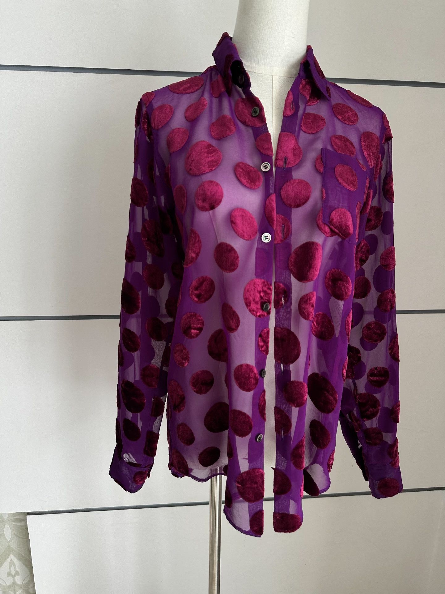 Junya Watanabe JUNYA WATANABE Polka-dot velvet shirt| Size S / US 4 / IT 40 - 1 Thumbnail