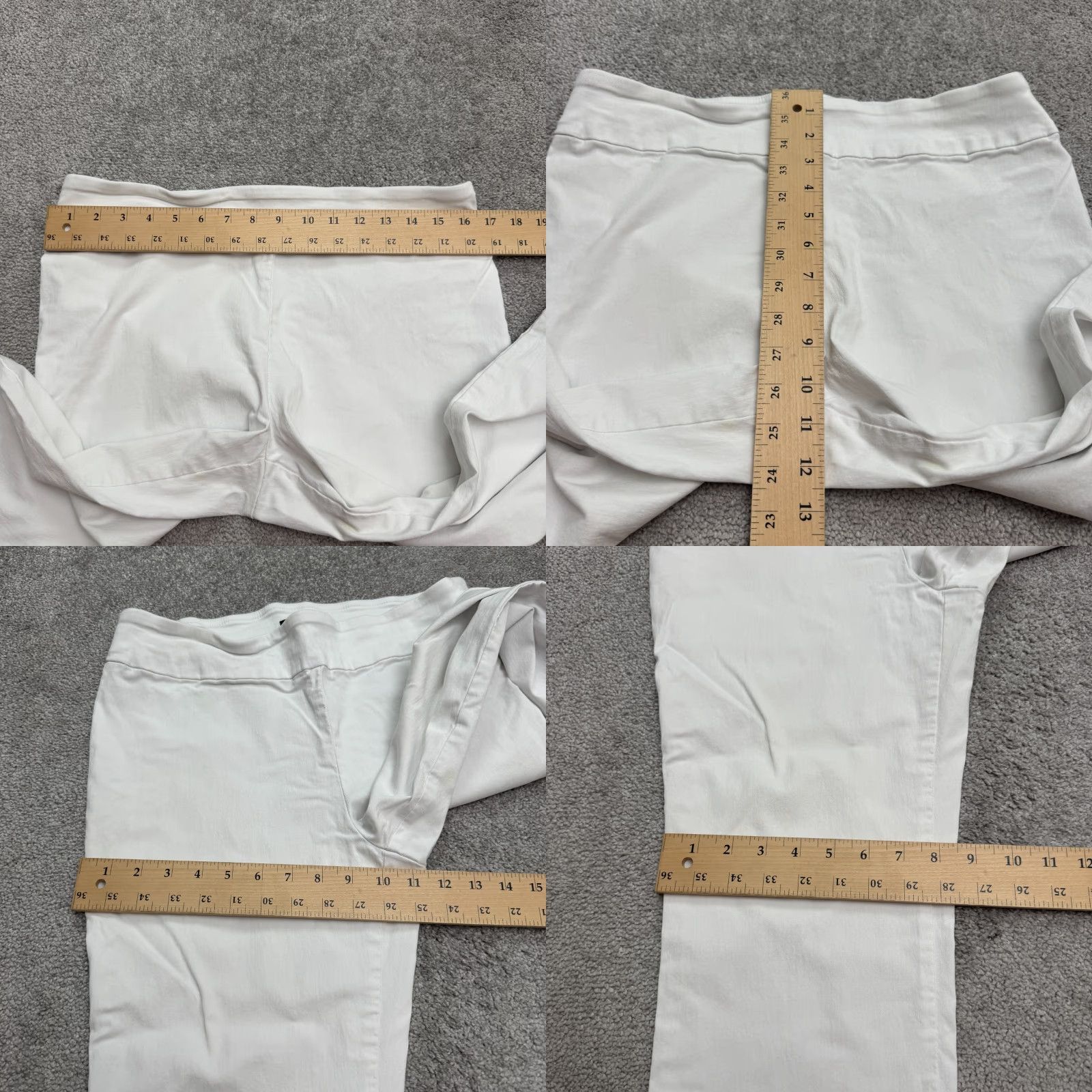 Vintage Counterparts White Capri Cropped Pants Women L Regular Straight Buckle Metal Stretch Size 36" / US 14 / IT 50 - 9 Thumbnail