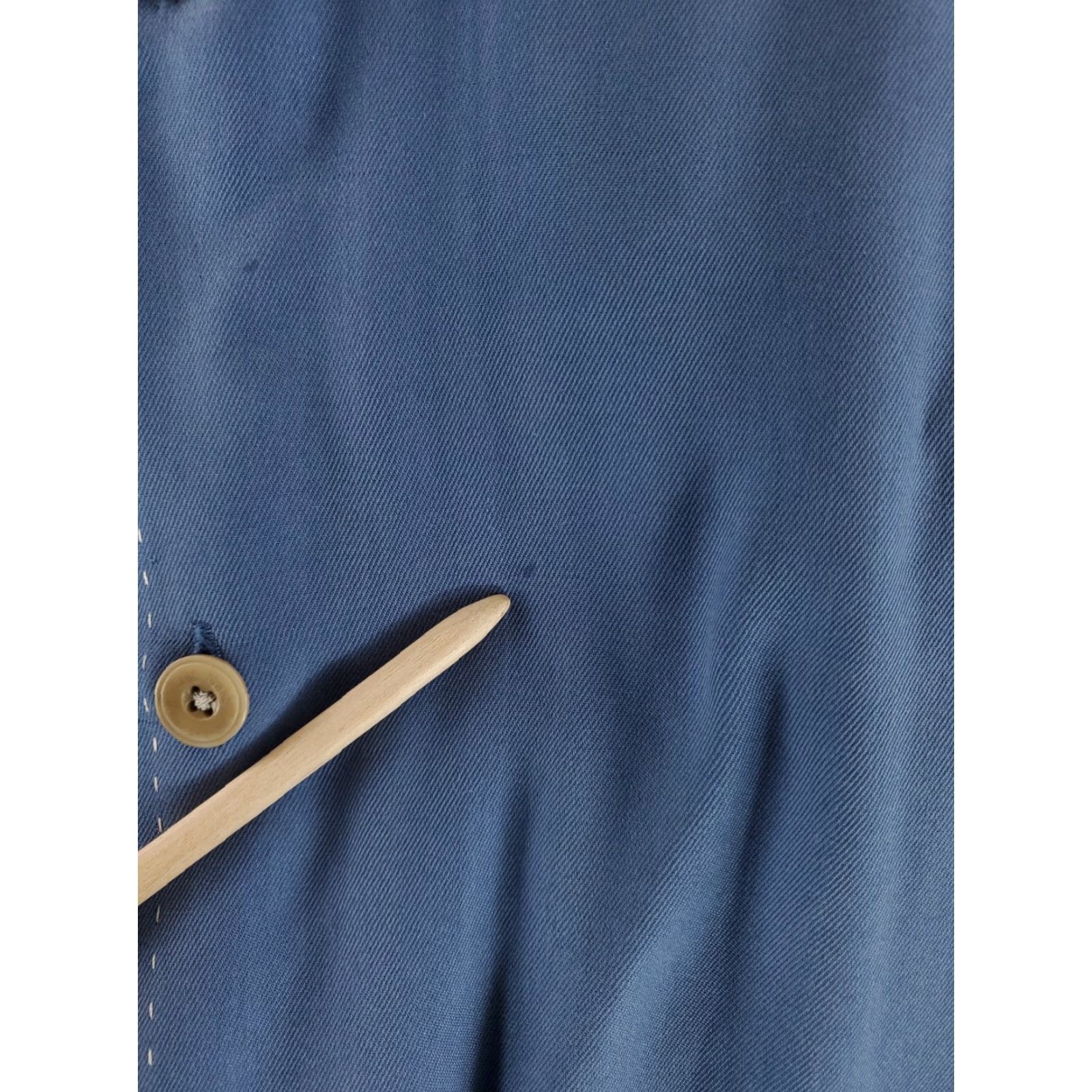 Nat Nast Nat Nast Silk Button Up Shirt Loop Collar Short Sleeve Blue Mens L Size US L / EU 52-54 / 3 - 2 Thumbnail
