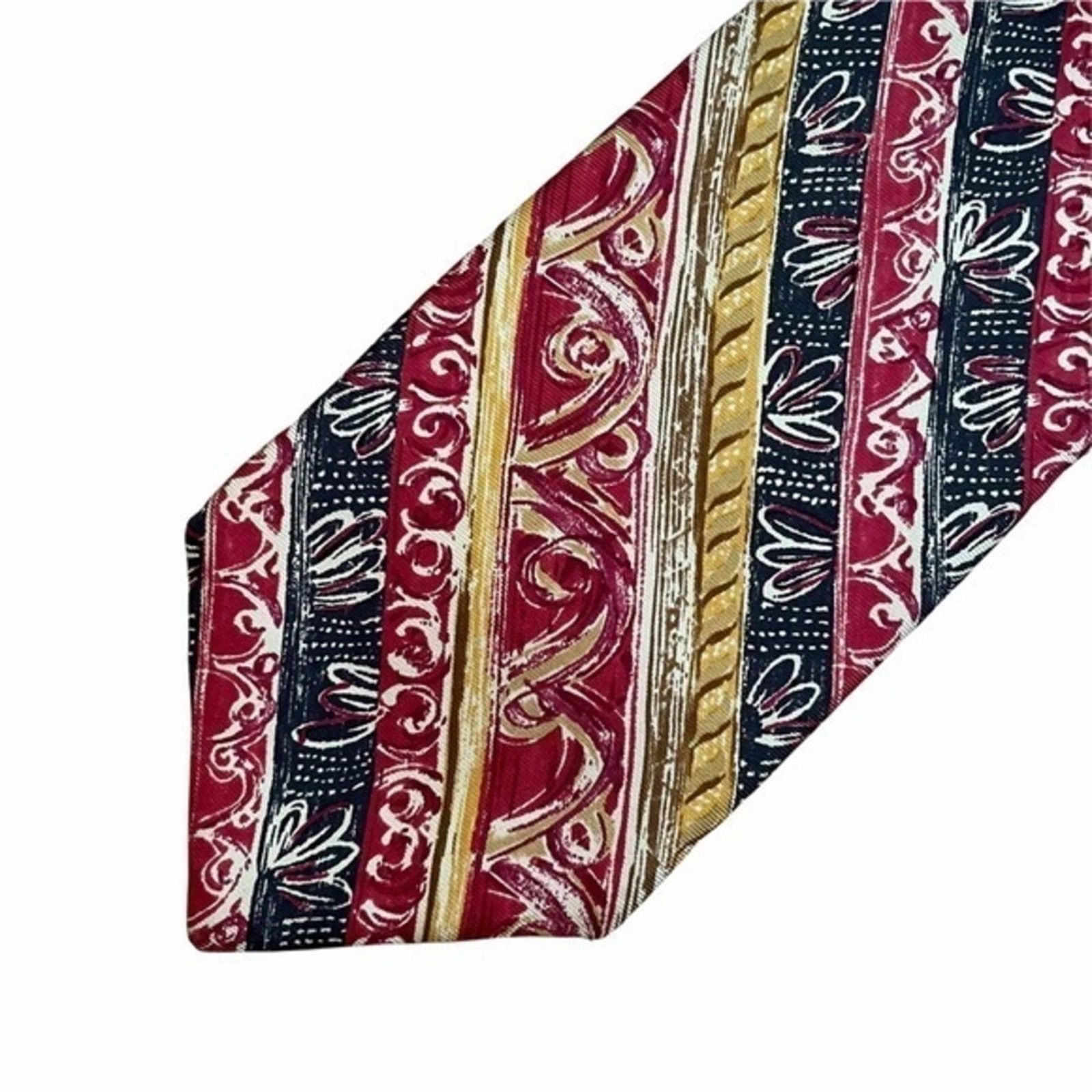 Vintage Vintage Echo Illustrated Stripe Silk Tie Size ONE SIZE - 9 Thumbnail