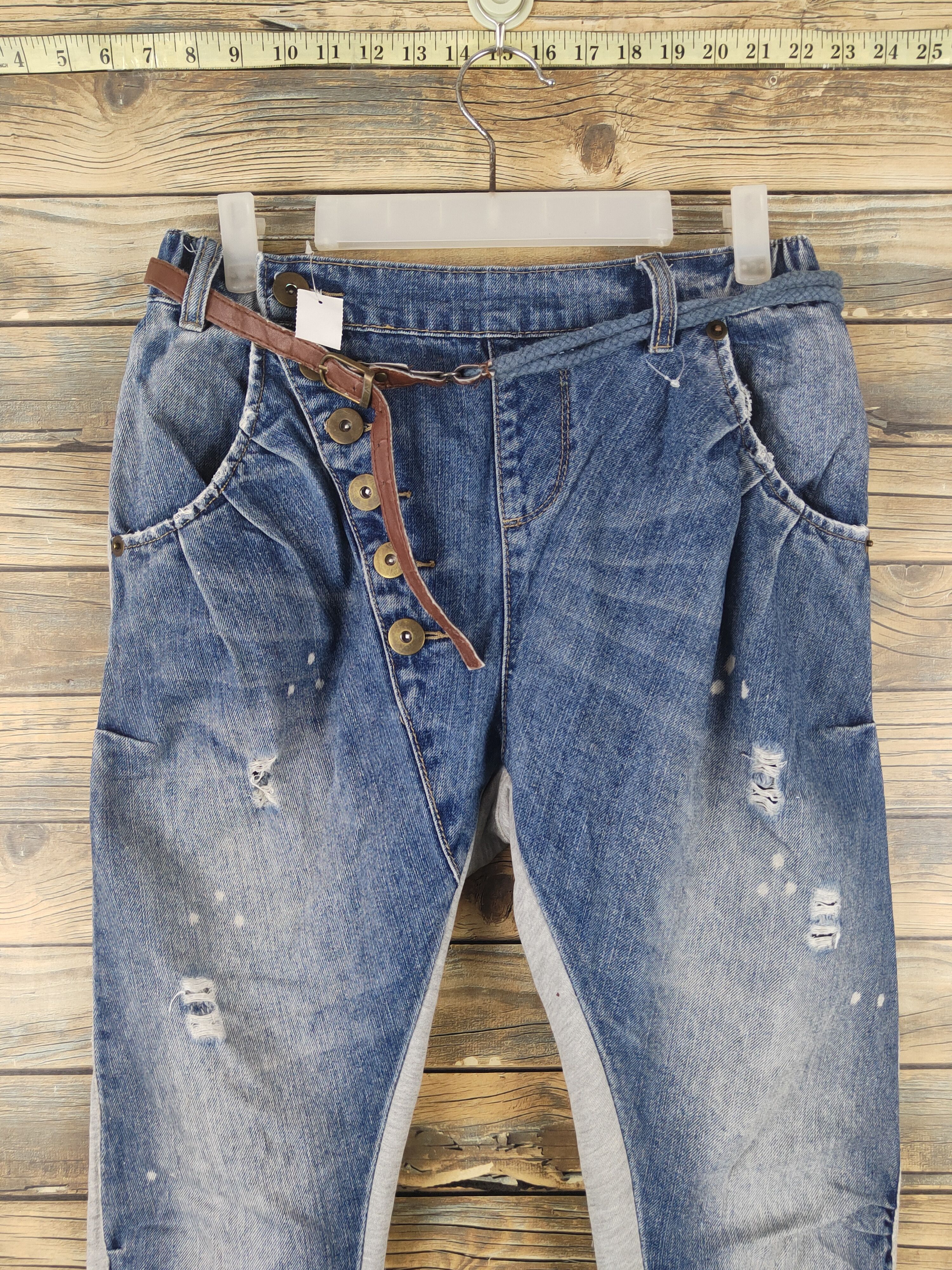 Japanese Brand DL Japanese Brand Blue Gray Multipocket Half Jeans# 46-004 Size 28" / US 6 / IT 42 - 2 Thumbnail