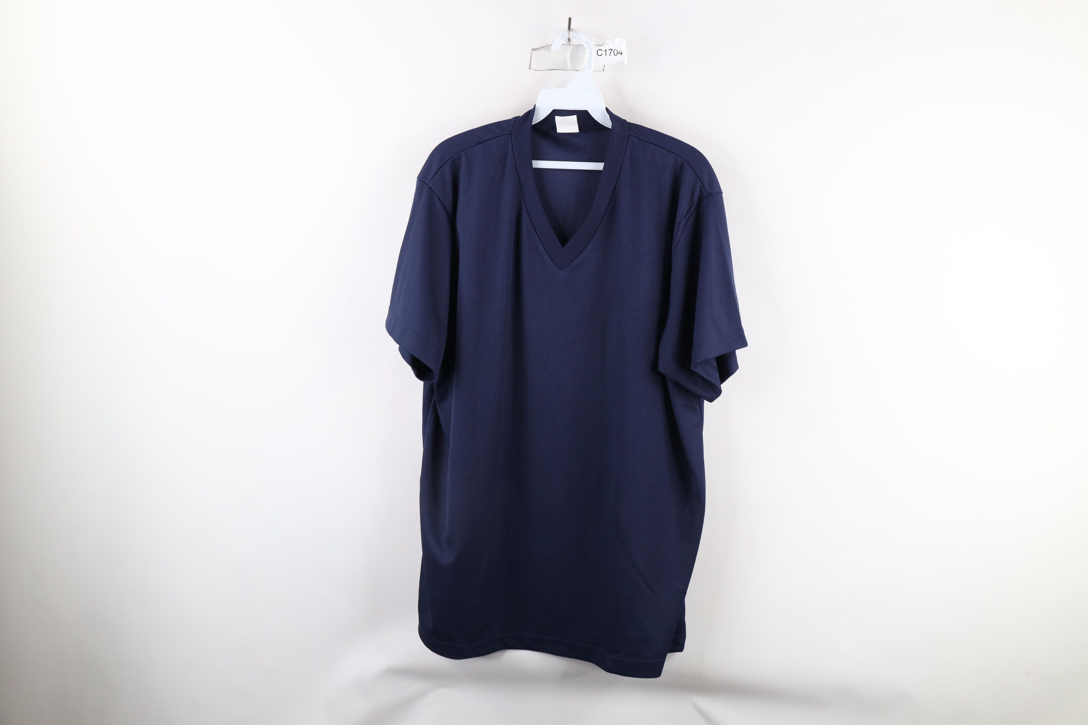 Vintage Vintage 90s Streetwear Knit Short Sleeve V-Neck T-Shirt Blue Size US XL / EU 56 / 4 - 1 Thumbnail
