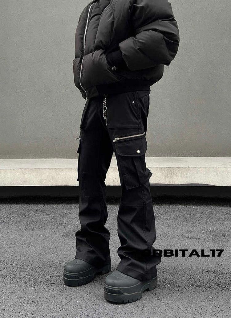 Japanese Brand Black Cargo Wide Leg Pants, Stacked Pants Size US 30 / EU 46 - 3 Thumbnail