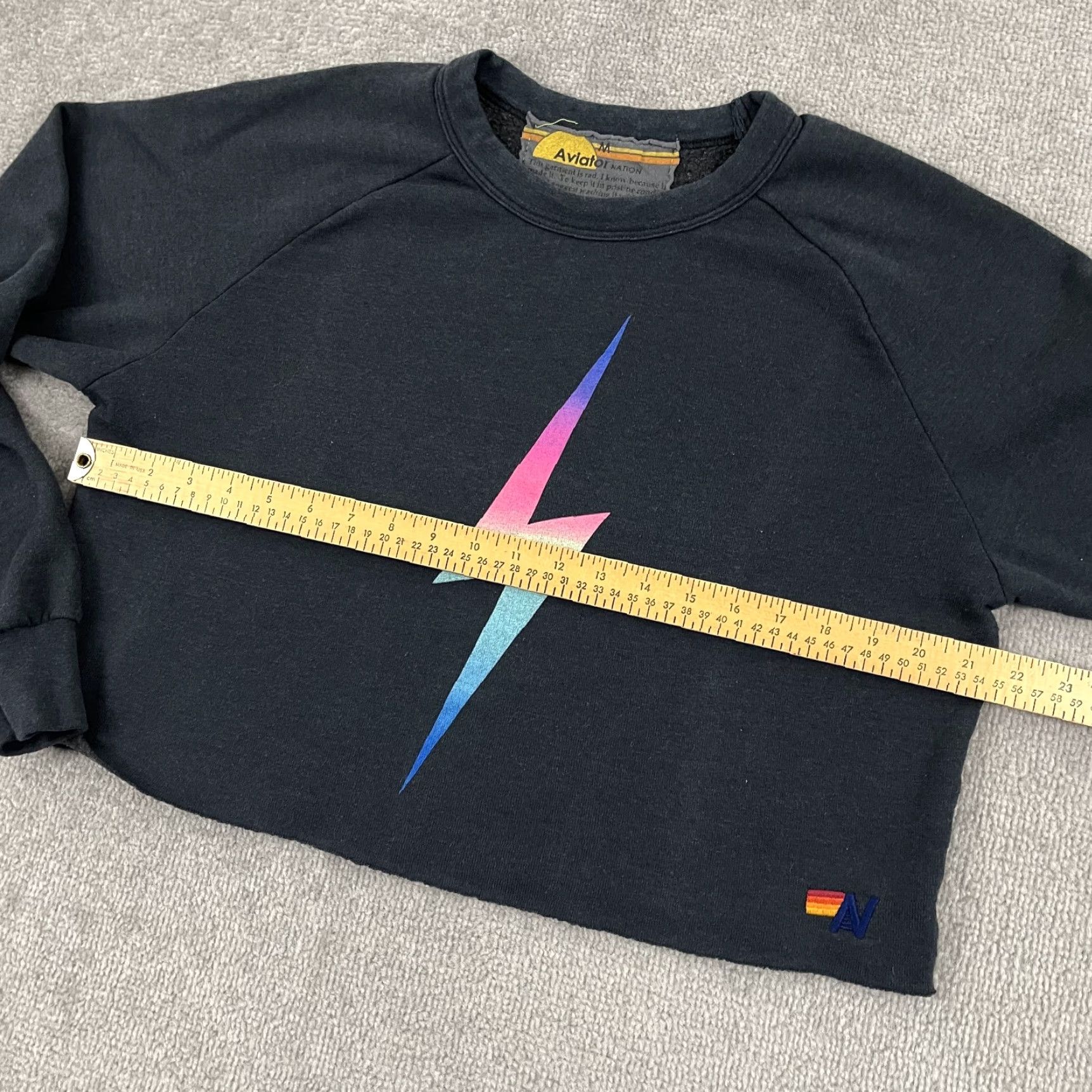 Aviator Nation Aviator Nation Sweatshirt Womens Medium Gray Cropped Rainbow Lightning Bolt Crew Size M / US 6-8 / IT 42-44 - 6 Thumbnail