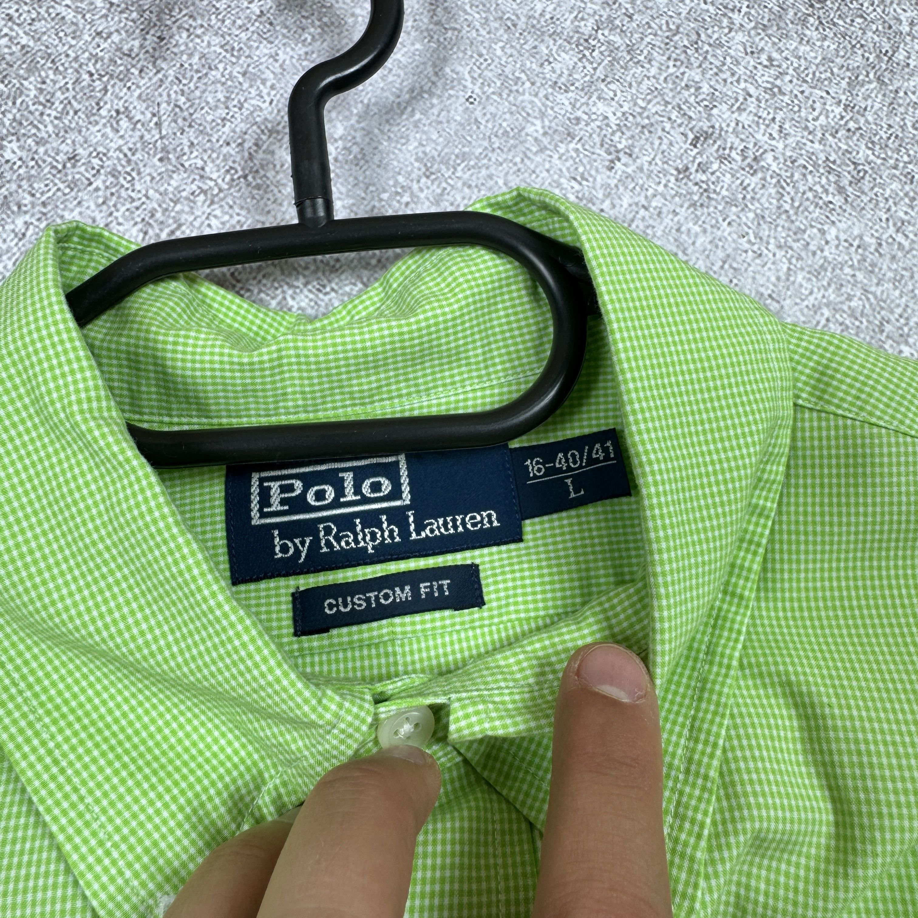 Polo Ralph Lauren Men`s Polo Ralph Lauren Green Cotton Custom Fit Shirt Size L Size US L / EU 52-54 / 3 - 6 Thumbnail