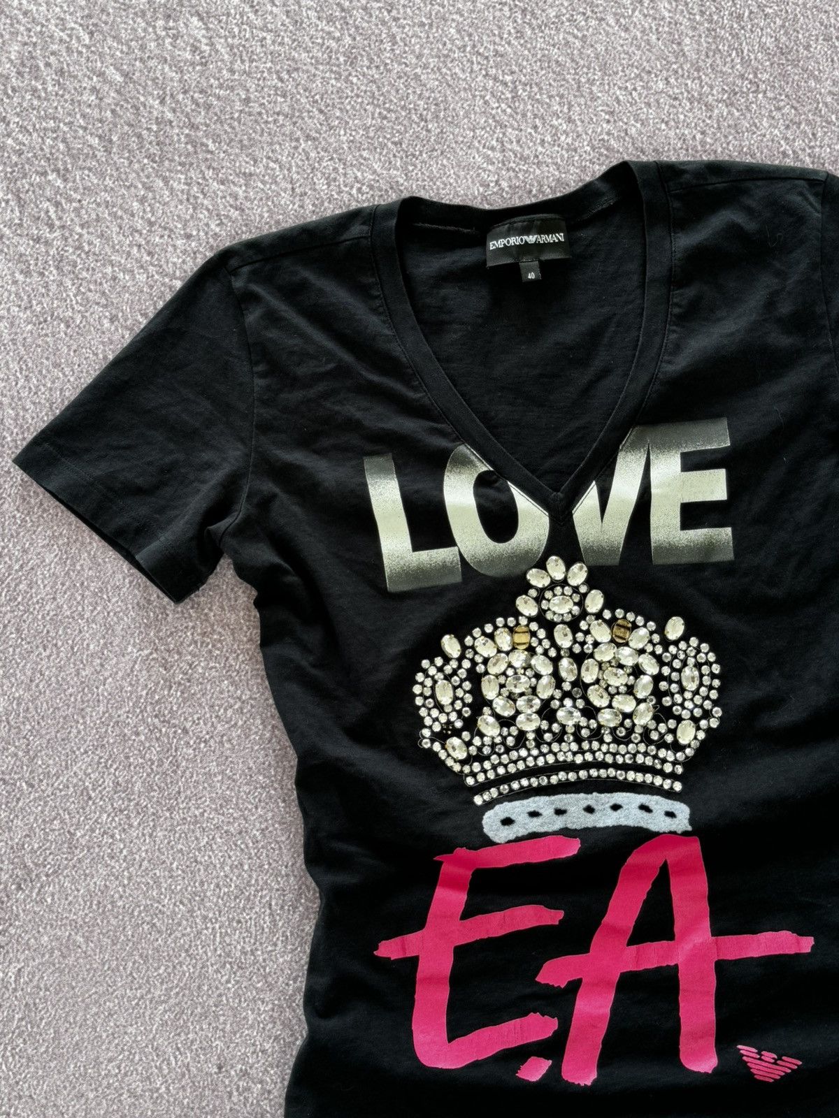 Armani Avant Garde Armani 00s Rhinestones Logo Y2K Top T-Shirt Size M / US 6-8 / IT 42-44 - 4 Thumbnail