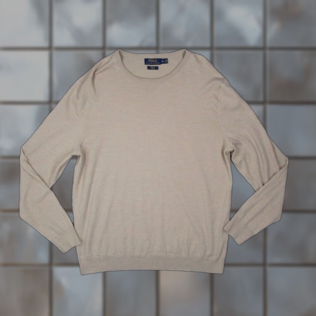 Polo Ralph Lauren Polo Ralph Lauren Sweater Extra Large Beige Slim Fit Wool Blend Pullover Mens Size US XL / EU 56 / 4 - 1 Thumbnail