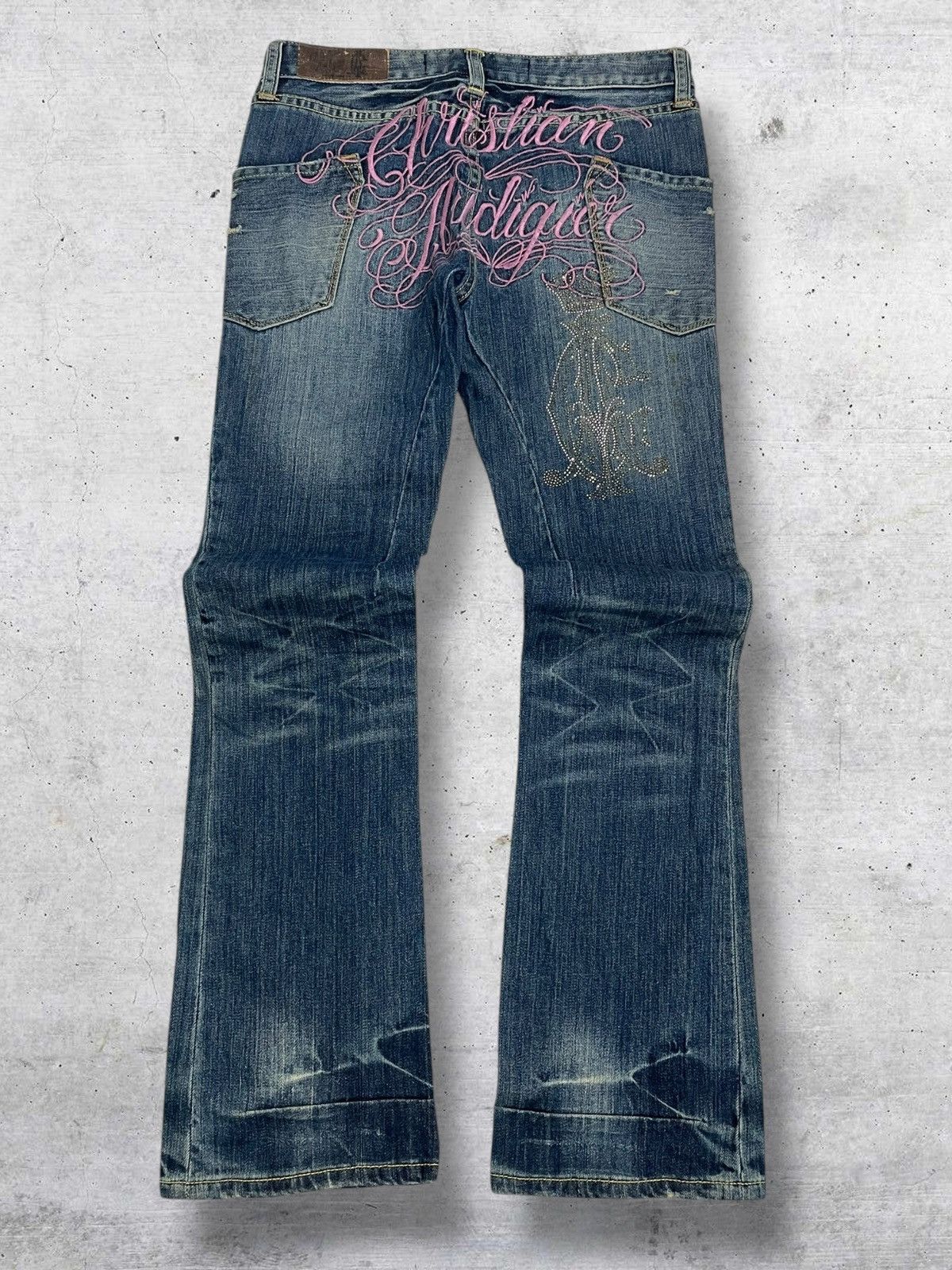 Christian Audigier VINTAGE FLARE AFFLICTION EMBROIDERED CHRISTIAN AUDIGER DENIM Size US 30 / EU 46 - 1 Thumbnail