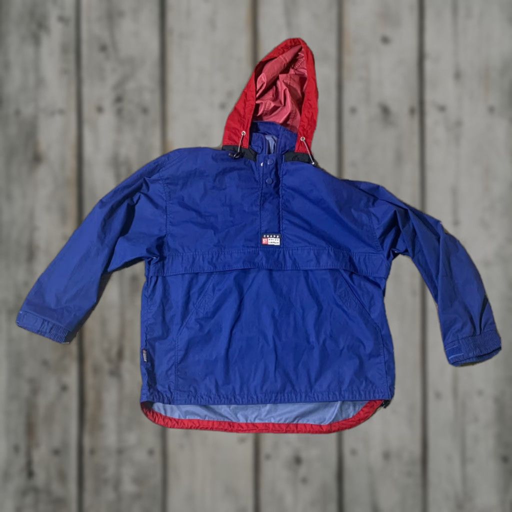 VINTAGE 90s Chaps Ralph Lauren Mens Blue Hooded Windbreaker Jacket Large