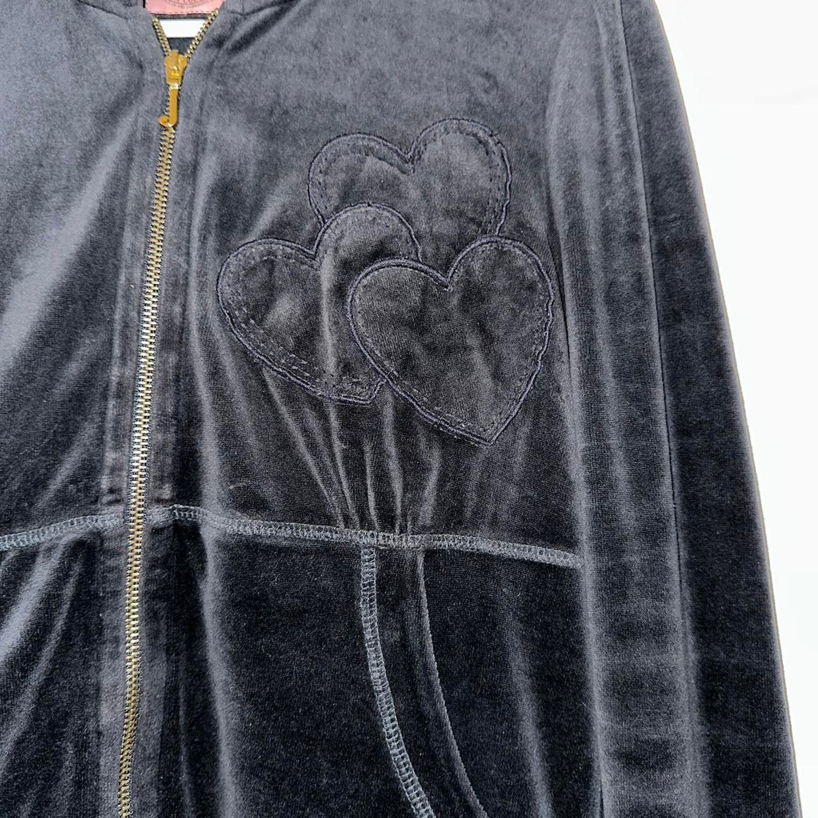 Juicy Couture Vintage Juicy Couture Velour Jacket 3 Hearts Design size L Size L / US 10 / IT 46 - 3 Thumbnail