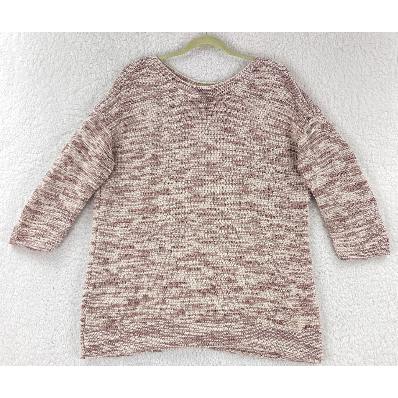 J. Jill J. Jill Pink Knit Boat Neck Sweater Women Large 3/4 Sleeve Pullover Casual Knit Heavyweight Cotton Polyester Knit Pullover Women's Sweater 90s? Size L / US 10 / IT 46 - 2 Thumbnail