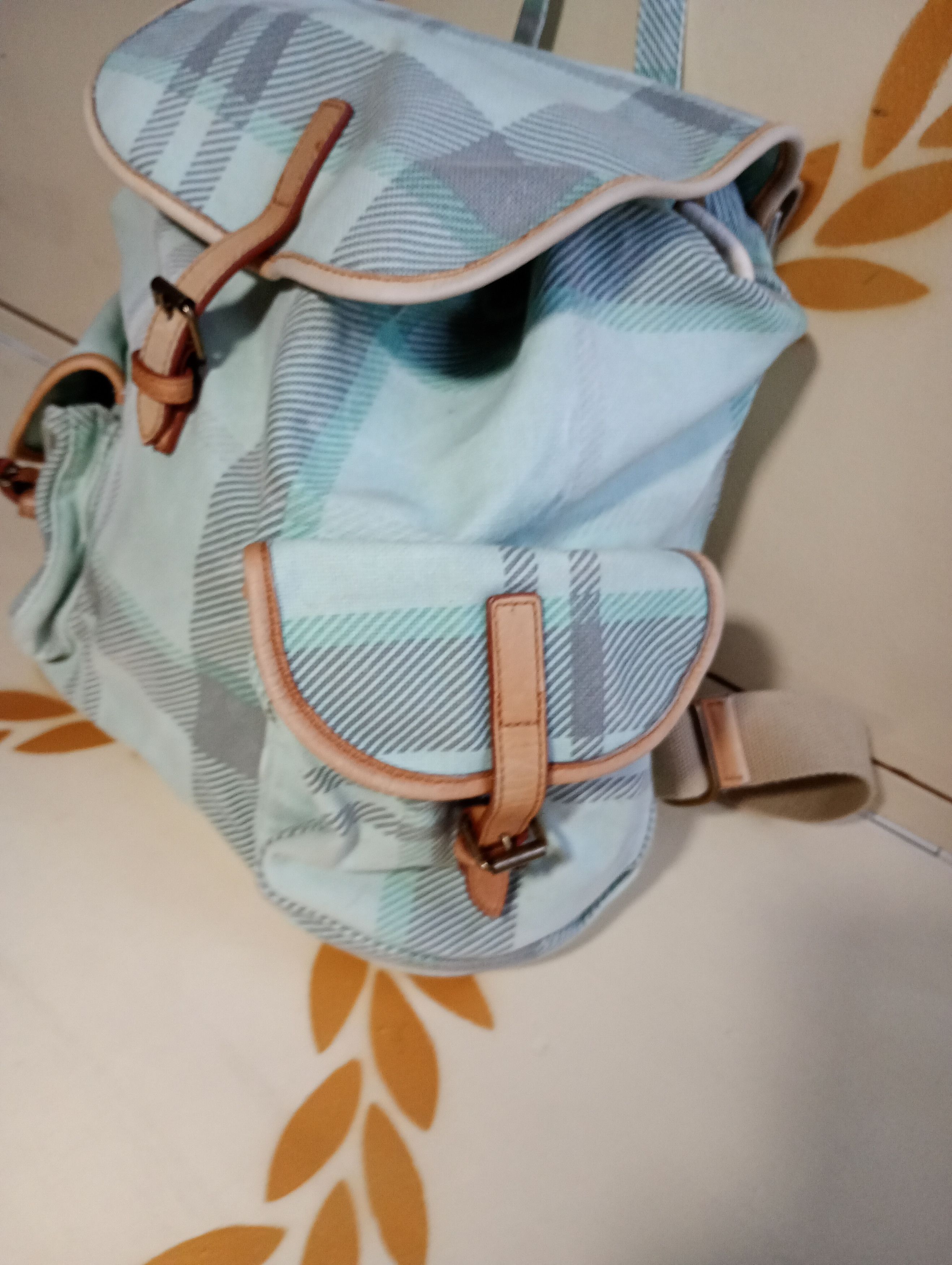 Barbour Barbour Rucksack Check Backpack Green Cotton Leather Size ONE SIZE - 7 Thumbnail