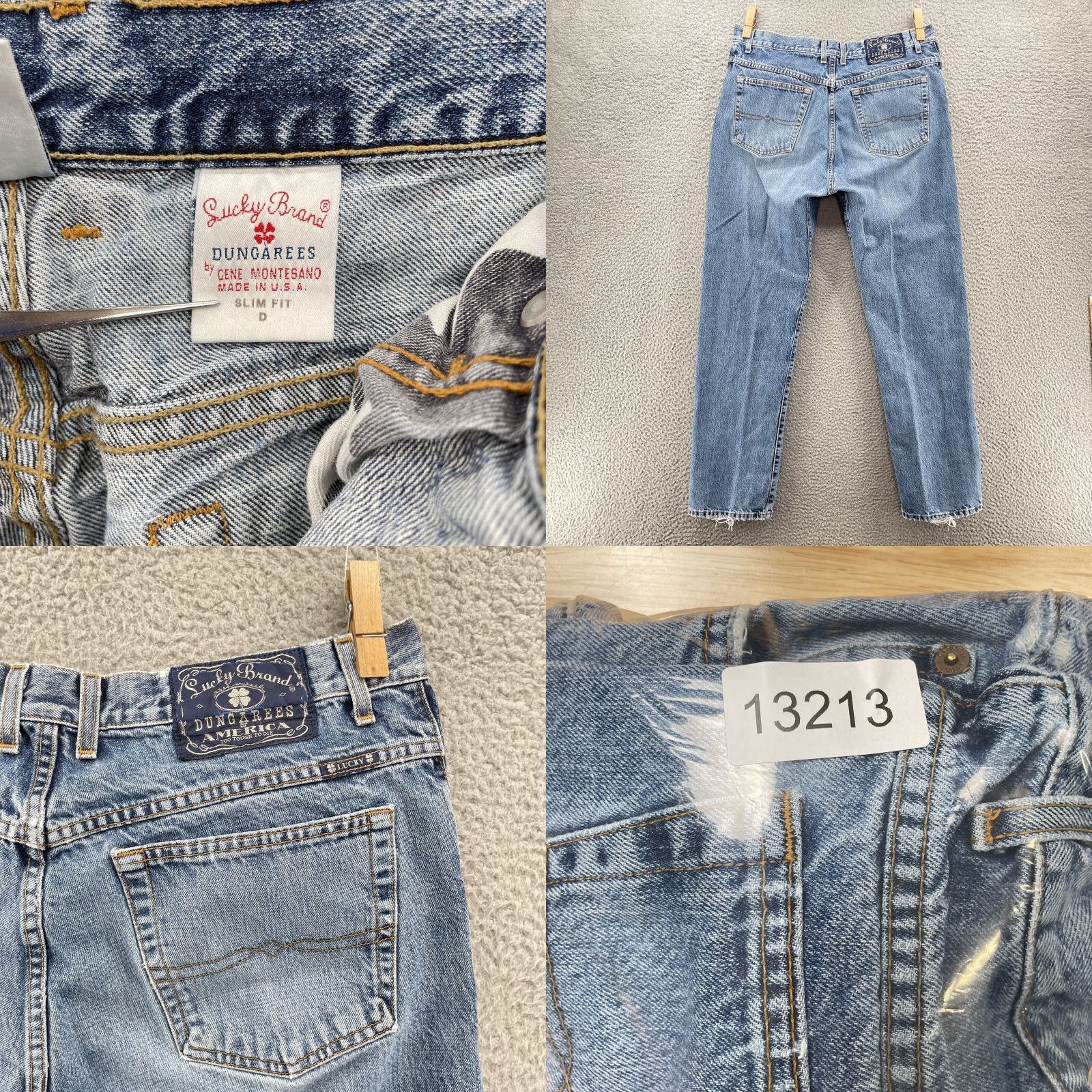 Lucky Brand VINTAGE Lucky Brand Jeans 32x31 Dungaree Slim USA Denim 90's Streetwear Jeans Mens Blue Slim 32 in 5-Pocket Design USA Cowboy Western Workwear Size US 33 - 8 Thumbnail
