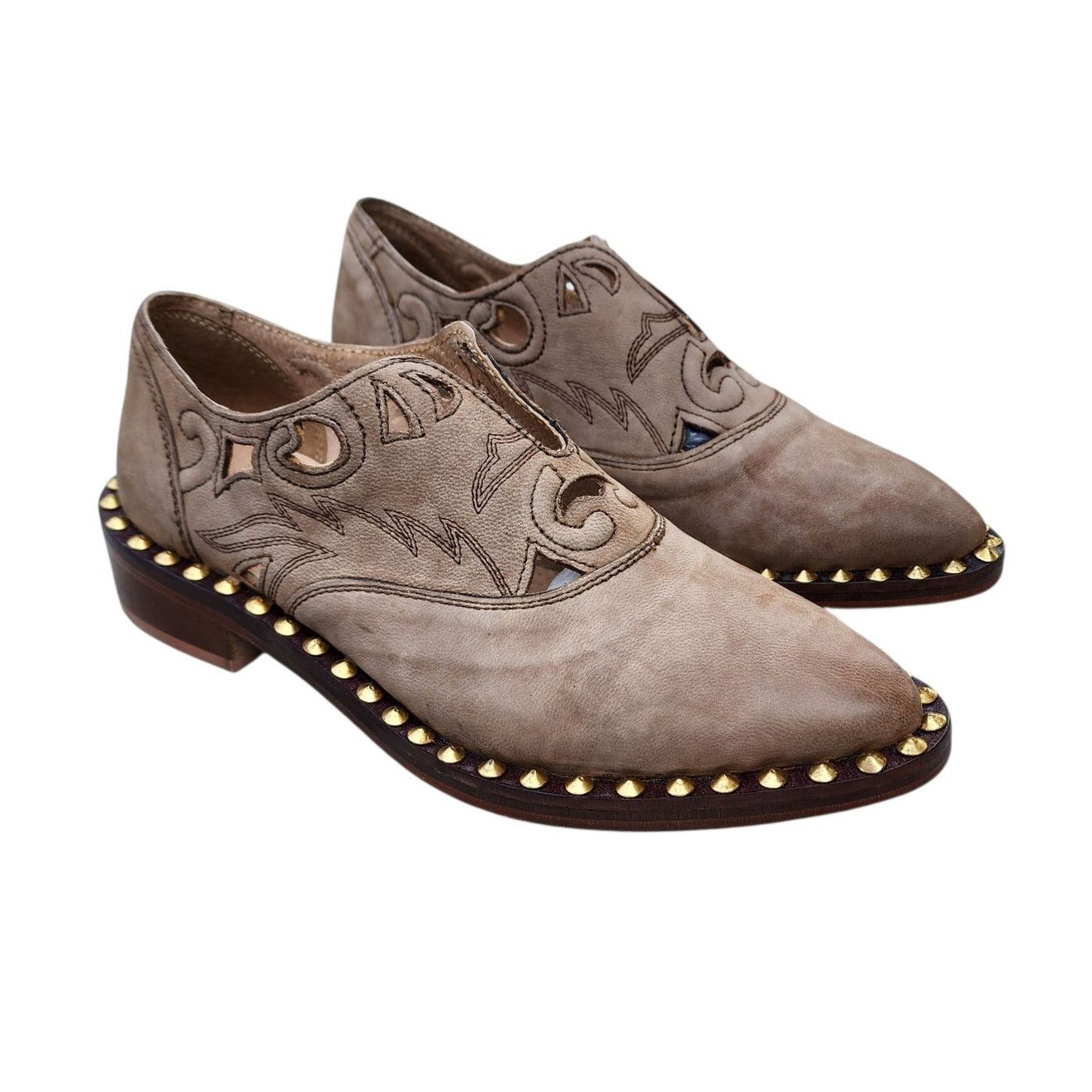 Free People Free People Twin Falls Leather Studded Cowgirl Loafers 36 Size US 5.5 / IT 35.5 - 1 Thumbnail