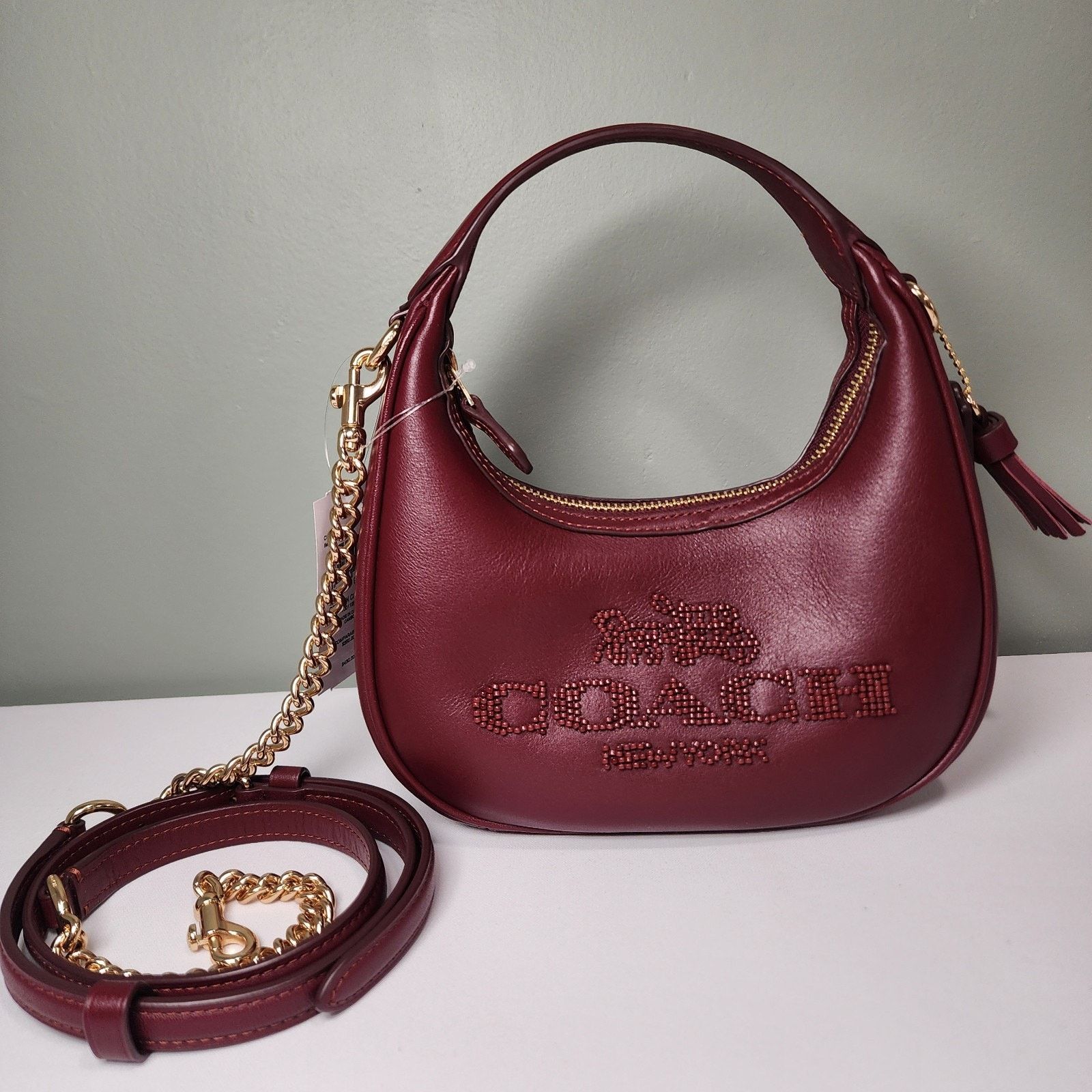 Coach Coach CCE60 Carmen Mini Crossbody Beaded Graphic DARK WINE Size ONE SIZE - 1 Thumbnail