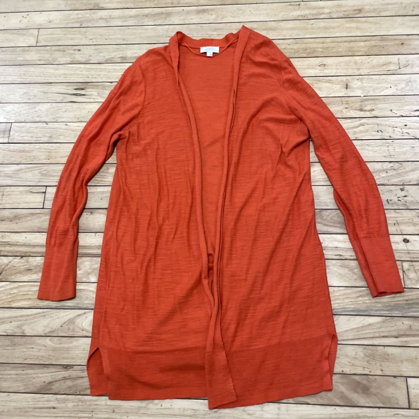 Loft VINTAGE LOFT Cardigan Shirt Women L Orange Knit Open Currency Money Theme 90s Mens Womens Size L / US 10 / IT 46 - 3 Thumbnail