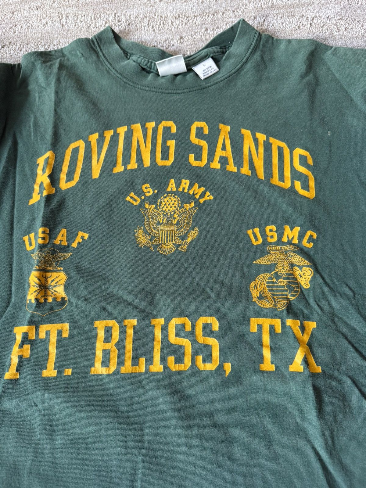 Vintage Vintage 90s Faded Distressed Pine Green Military Army Tee Size US L / EU 52-54 / 3 - 3 Thumbnail