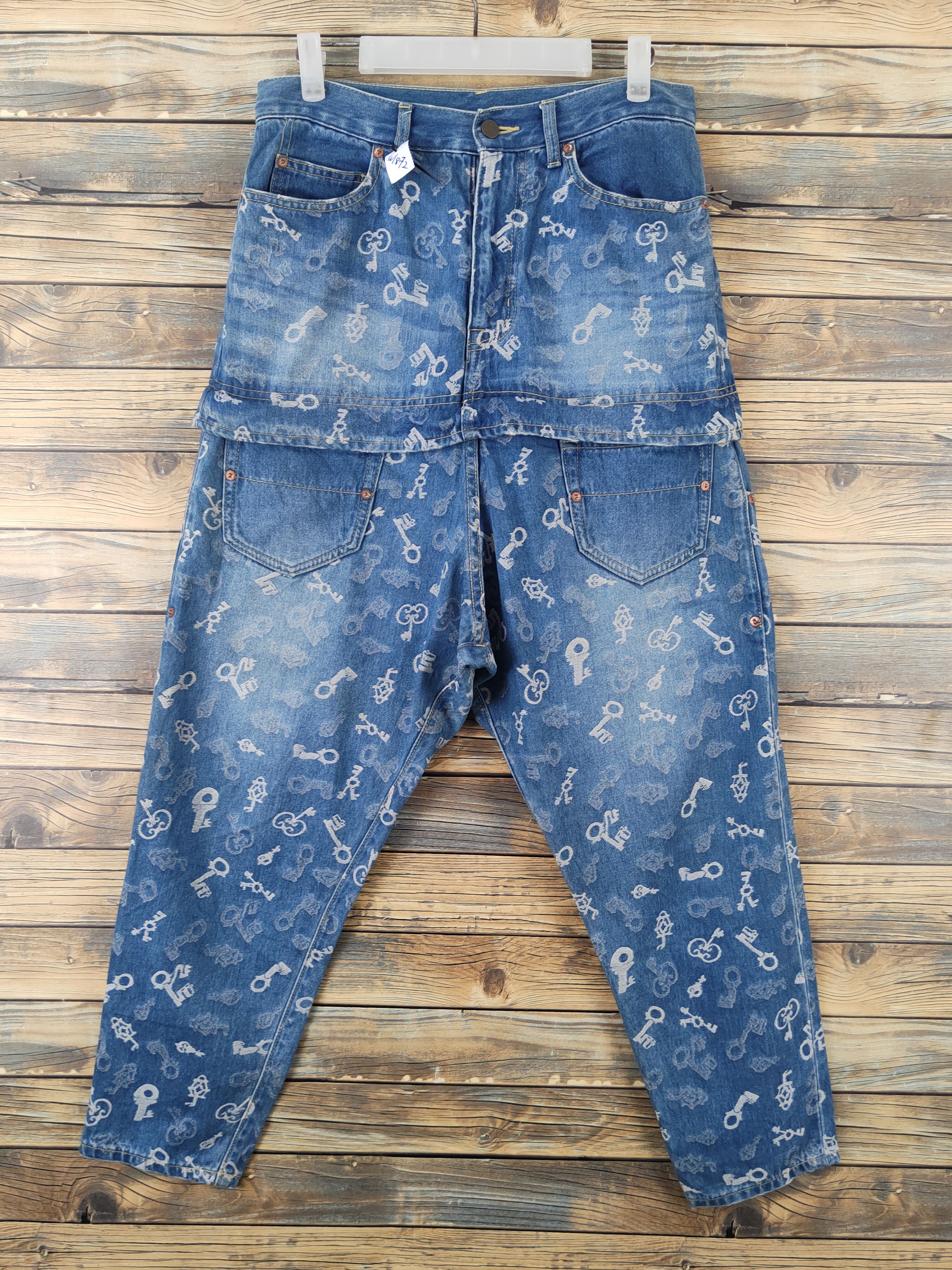 Frapbois DL Frapbois skull vintage Blue Ripped denim Jeans #W1872 Size US 30 / EU 46 - 1 Thumbnail
