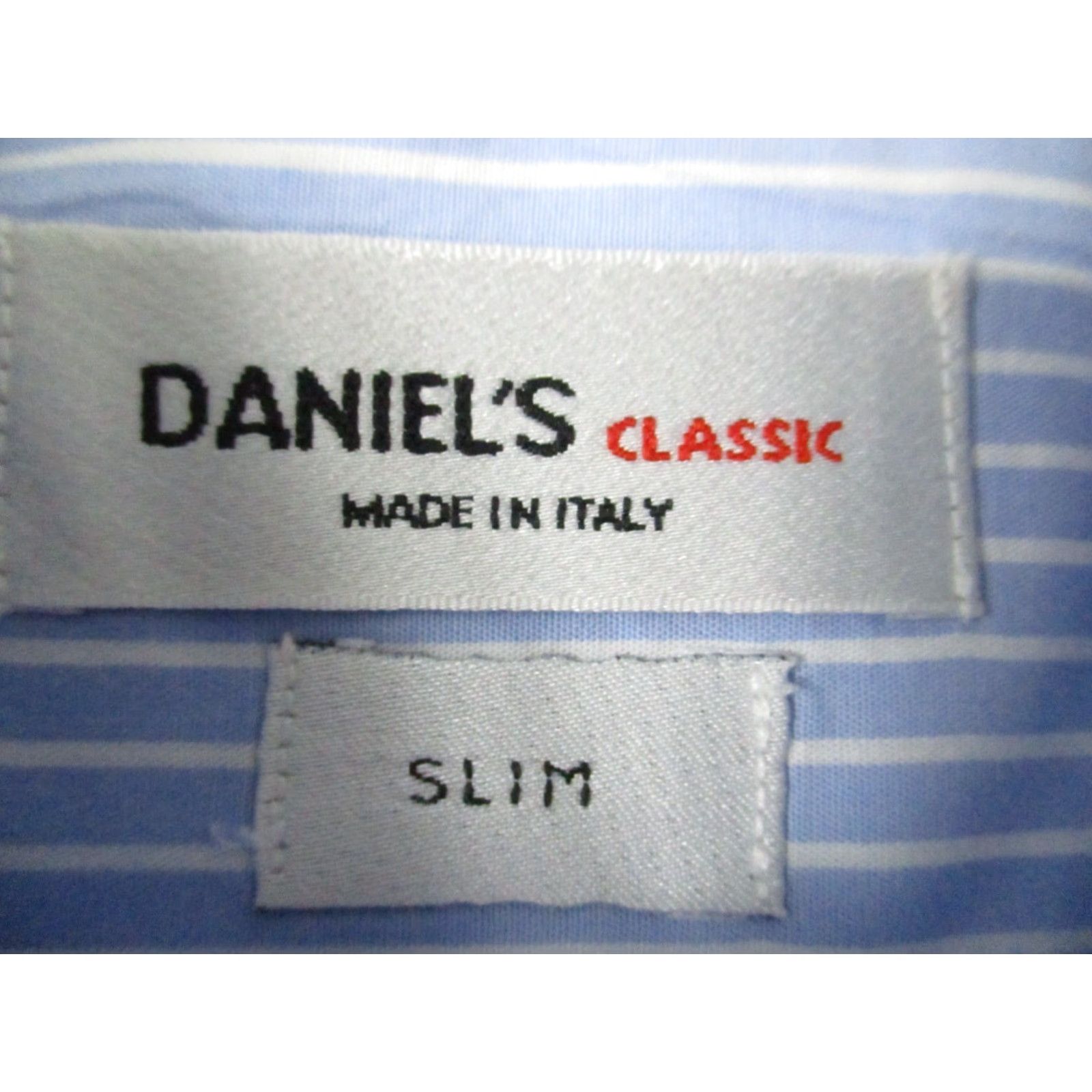 Vintage Daniel's Dress Shirt Men 16-41 Blue Stripe Slim Classic Button-Up Shirt Size 42R - 3 Thumbnail