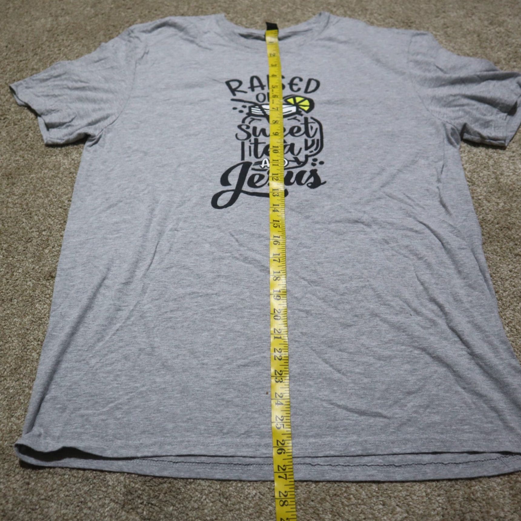 X-LARGE Raised On Sweet Tea And Jesus Tee Mens T-Shirt XL Gray Short Sleeve Cotton Blend Size US XL / EU 56 / 4 - 6 Thumbnail