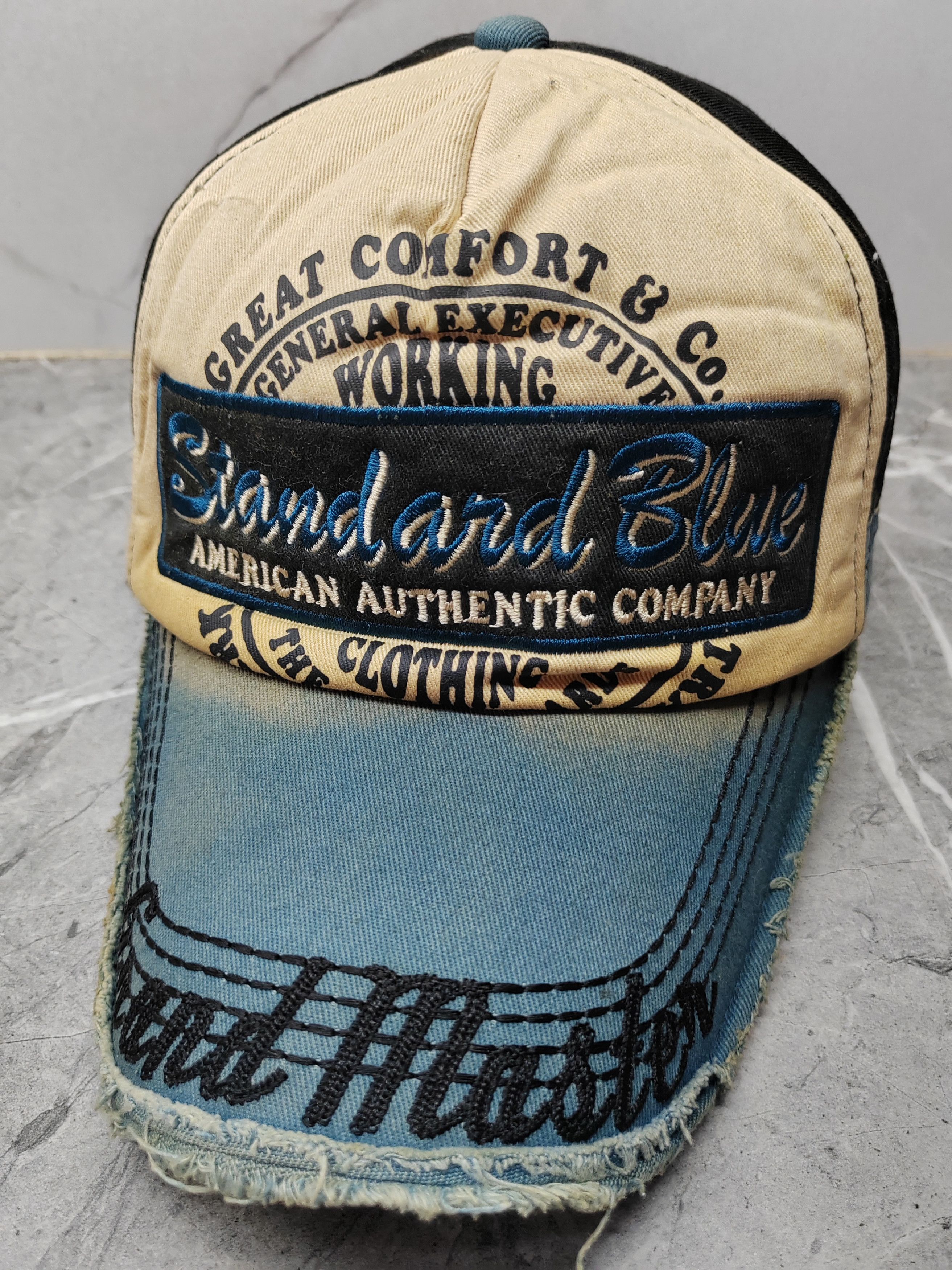 image of Vintage Standard Blue Sand Master Distressed Style Cap Hat in Mix, Men's