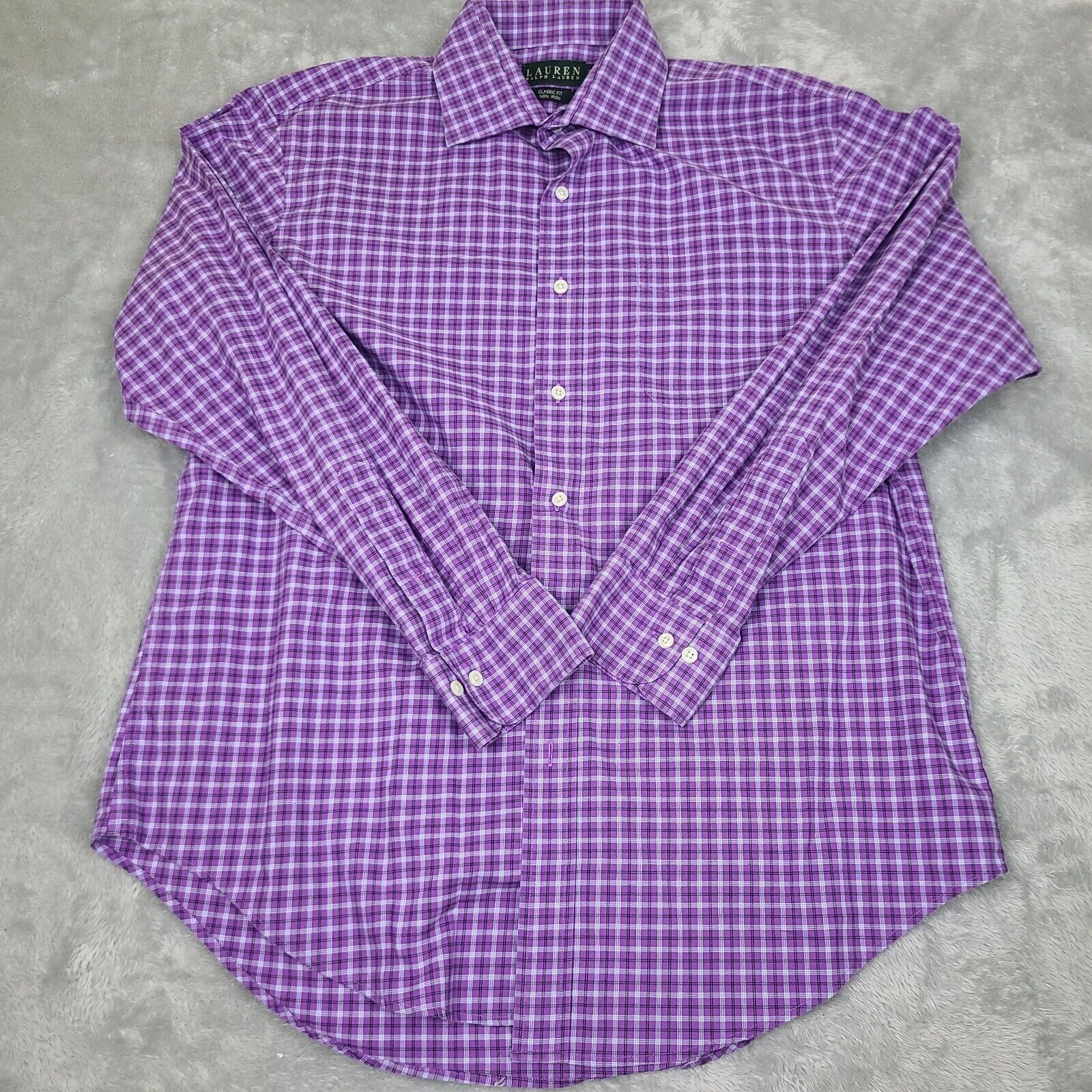 Lauren Ralph Lauren Ralph Lauren Classic Fit Purple Plaid Long Sleeve Button Dow Size US XL / EU 56 / 4 - 1 Thumbnail