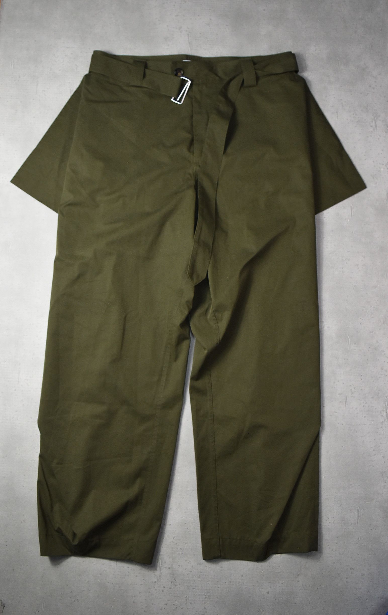 image of J W Anderson Rebuild Wide Chino Pants 16-1-10 366 in Olive, Men's (Size 35)