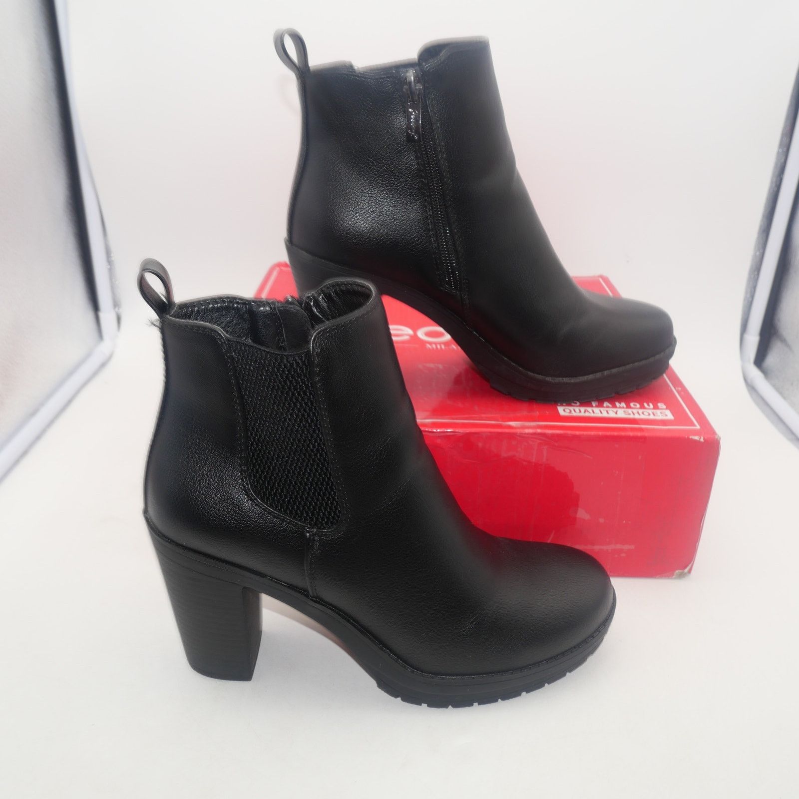Other NEW Jeossy Black Ankle Booties Platform Chunky Heel Boots Size US 7 / IT 37 - 4 Thumbnail