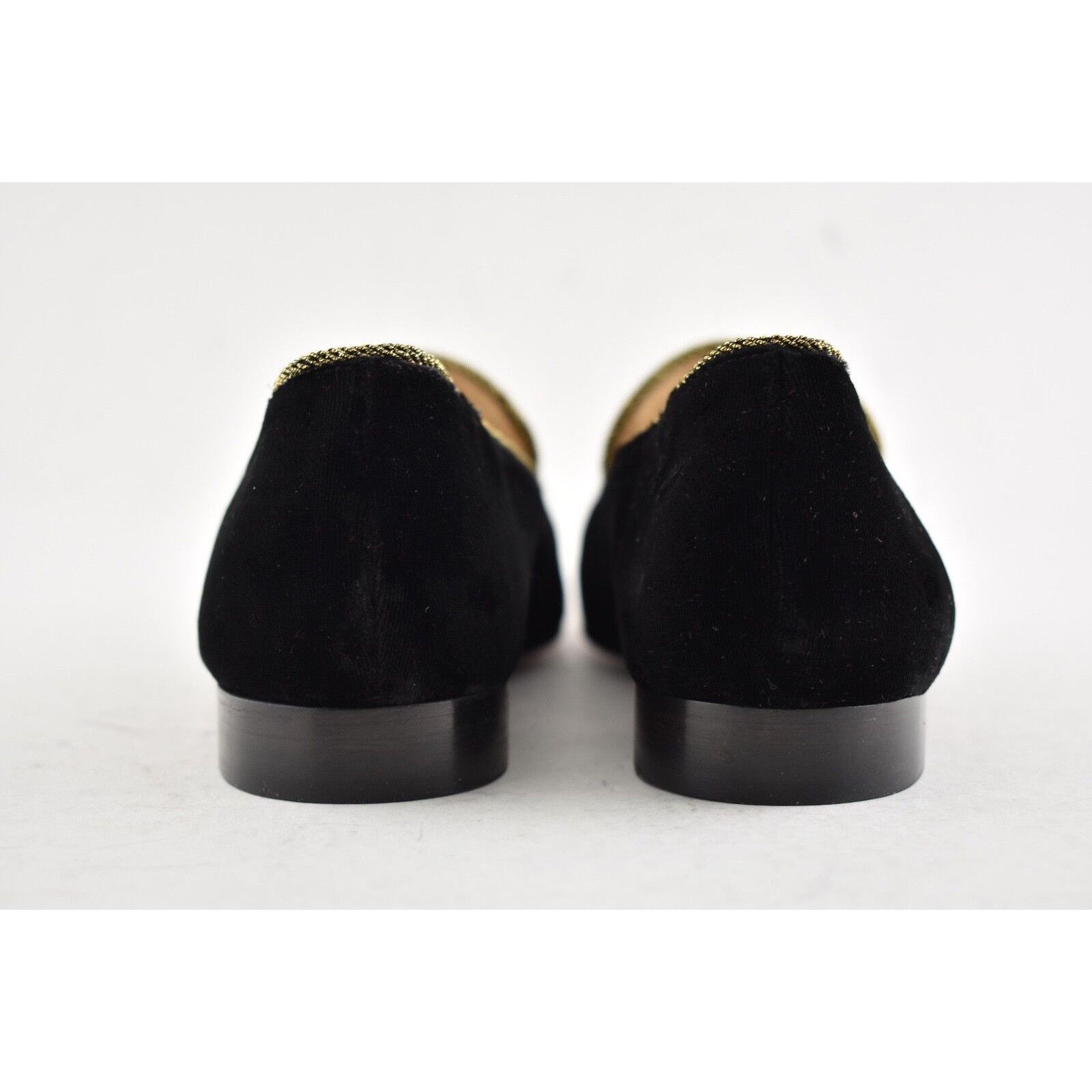 Christian Louboutin Morning Sakouette Flat Black Velvet Gold Sun Slip Loafer 37 Size US 7 / IT 37 - 11 Thumbnail