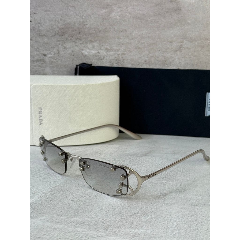 Prada NEW Prada PR C57S Sunglasses in Silver Grey $815 Size ONE SIZE - 4 Thumbnail