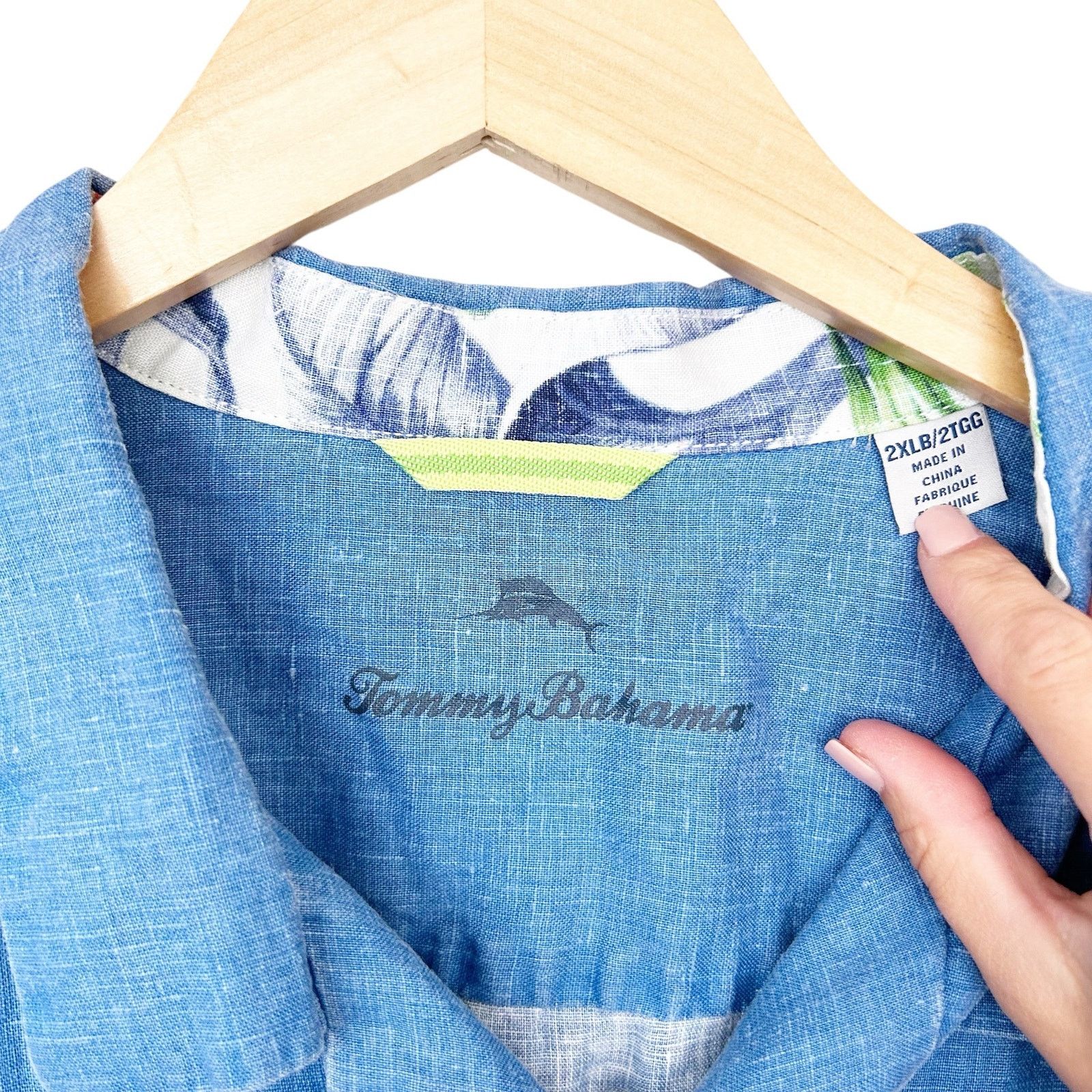 Tommy Bahama Tommy Bahama 100% Linen Blue Short Sleeve Button Down 2XLB Size US XXL / EU 58 / 5 - 2 Thumbnail