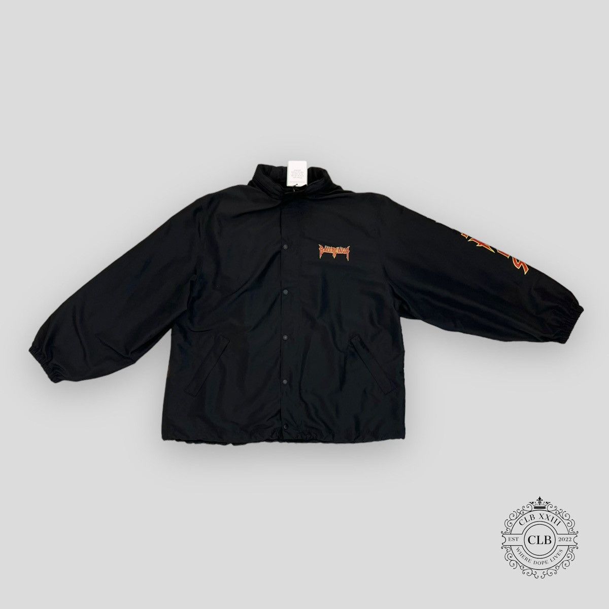 Balenciaga balenciaga oversized logo print shell windbreaker in black