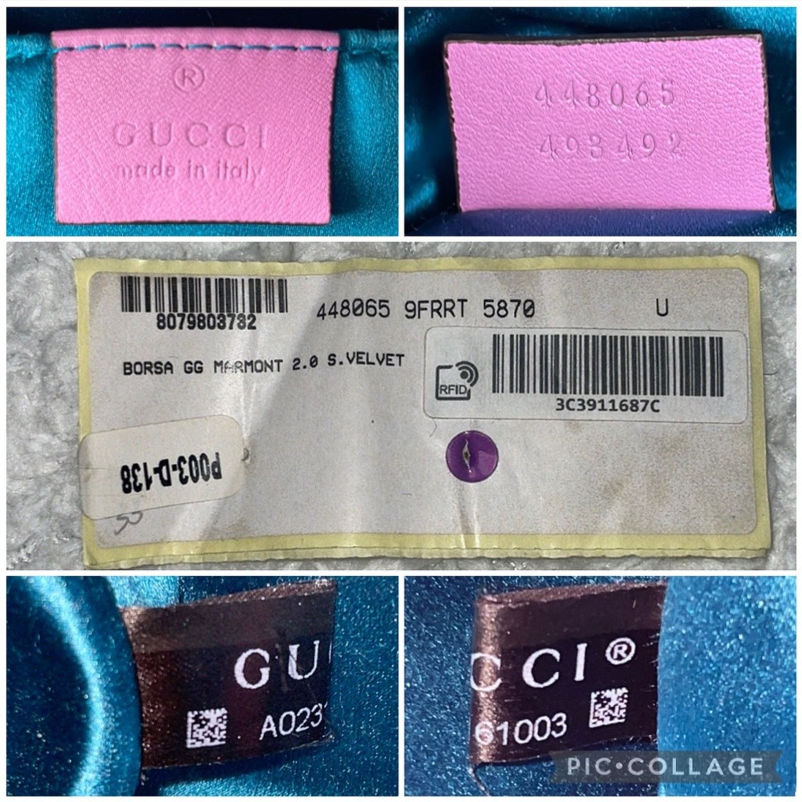 Gucci Gucci GG Marmont Velvet Crystal Mini Bag Pink 448065 Size ONE SIZE - 14 Thumbnail