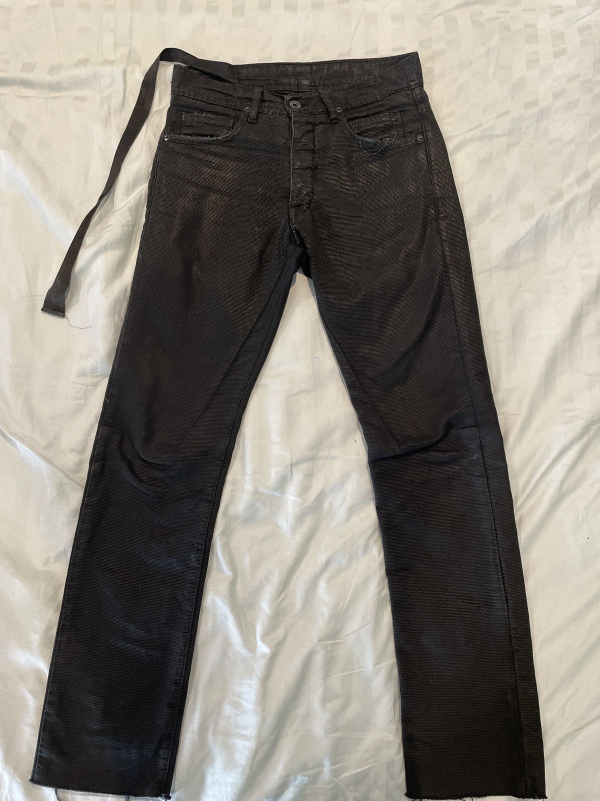 パンツ Rick Owens Waxed Detroit Cut SBW 28 Rick Owens DRKSHDW Detroit Jeans - Made In Japan Black Waxed