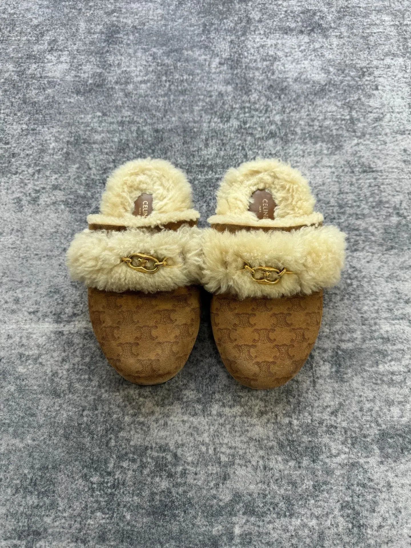 Celine Celine Triomphe Teddy Slippers. Size US 6 / IT 36 - 2 Thumbnail