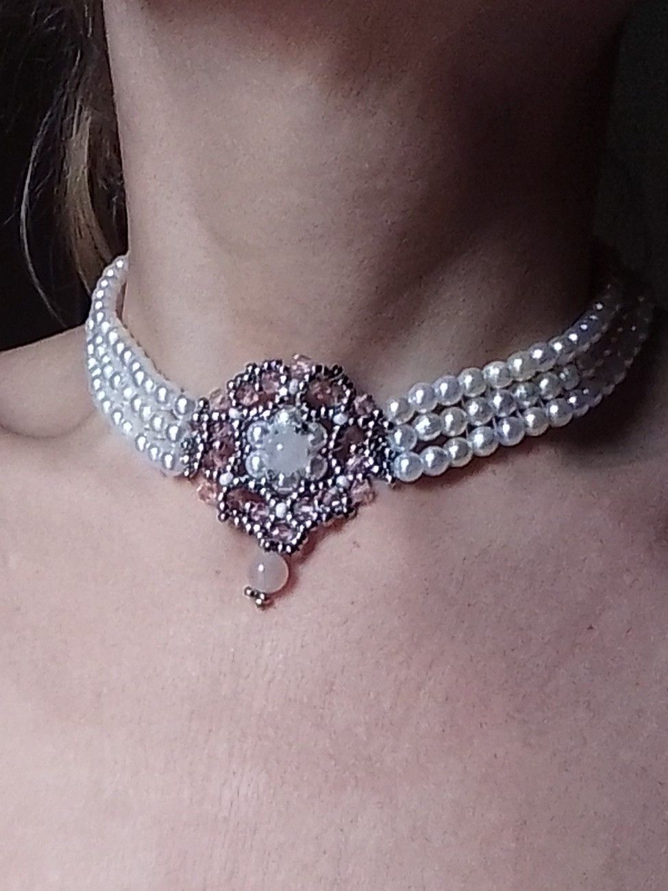 Other Pearls Choker Rose quartz Victorian Vintage style Size ONE SIZE - 8 Thumbnail