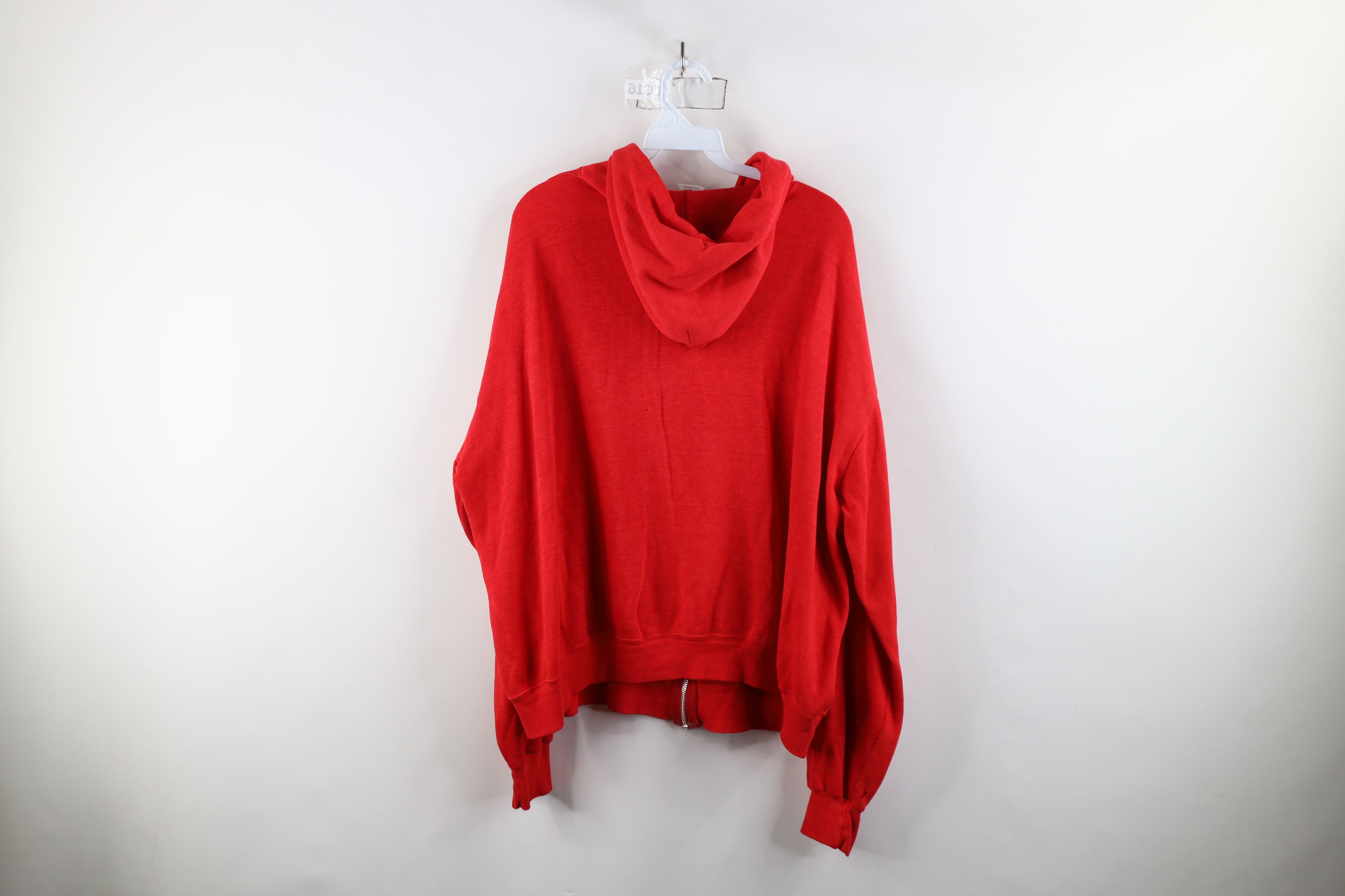 Vintage Vintage 70s Streetwear Blank Thin Full Zip Hoodie Red USA Size US XL / EU 56 / 4 - 14 Thumbnail