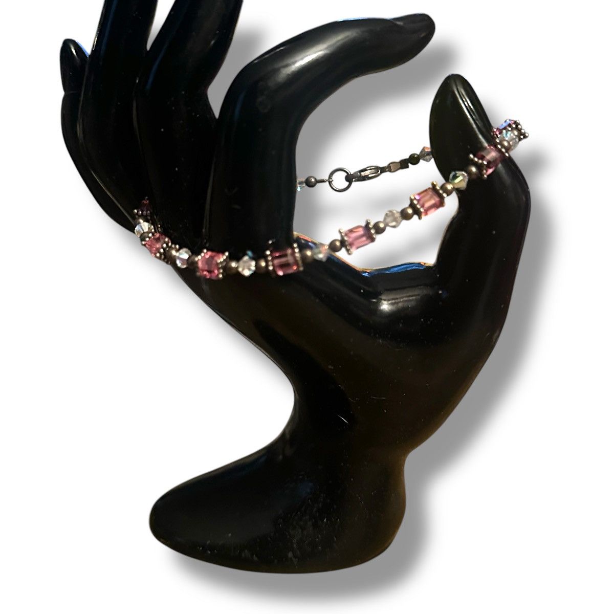 Other Silver tone pink and clear glass bead bracelet Size ONE SIZE - 2 Thumbnail