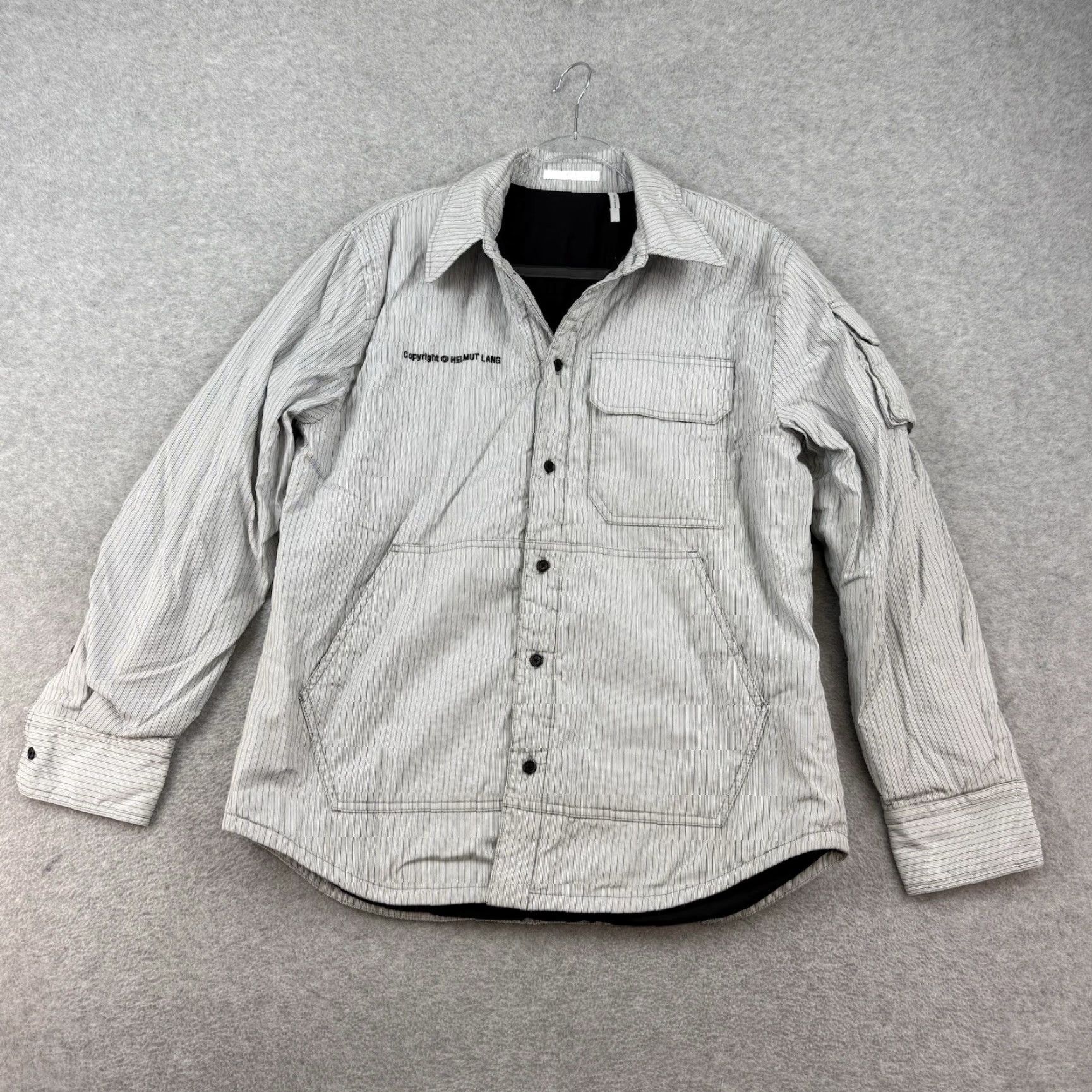 Helmut Lang Helmut Lang Windbreaker Shirt Jacket Gray Striped Lined Button Up Regular Size S Men Size US S / EU 44-46 / 1 - 2 Thumbnail