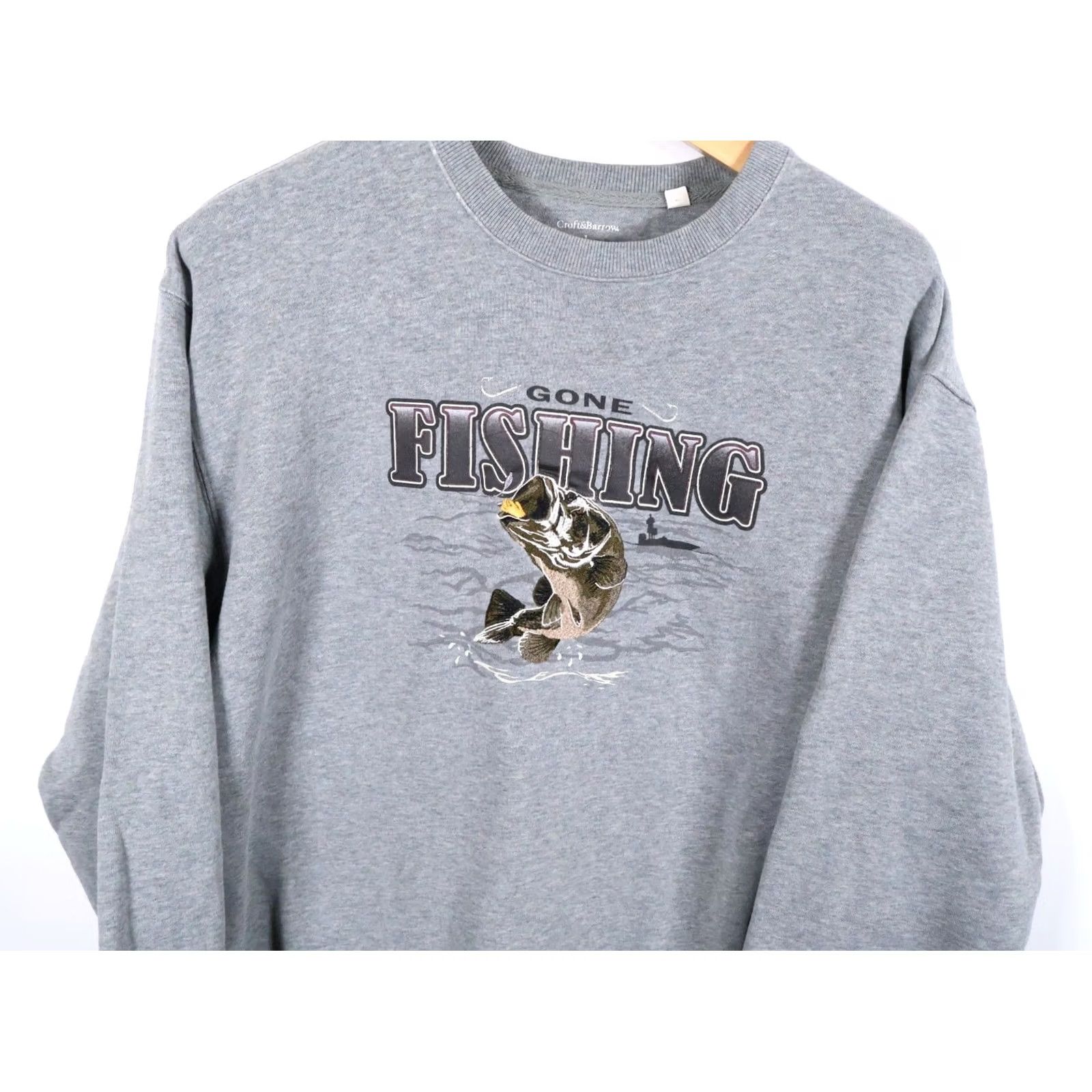 Croft & Barrow VINTAGE Croft & Barrow Embroidered Gone Fishing Sweatshirt Mens Large Heather Gray Crewneck Y2K Nature 90s Fish Outdoor Graphic Print Heavyweight Size US L / EU 52-54 / 3 - 4 Thumbnail