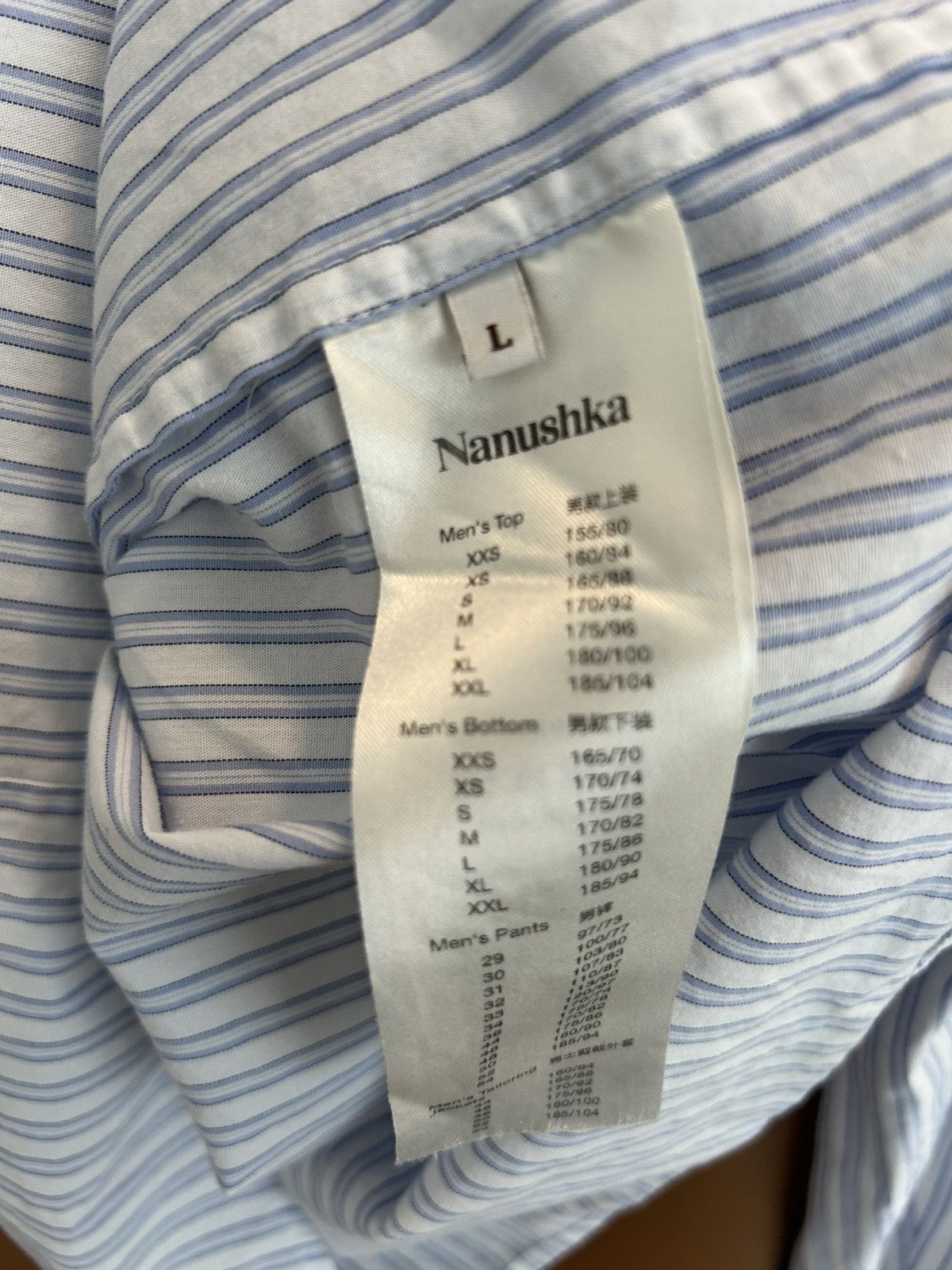 Nanushka Nanushka Blue & White Striped Button-Up Shirt – Size Large Size US L / EU 52-54 / 3 - 6 Thumbnail