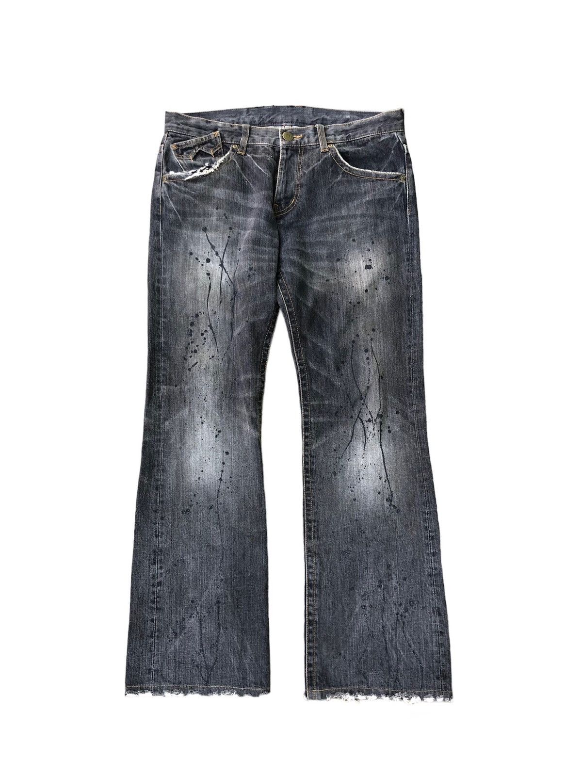 image of If Six Was Nine x Le Grande Bleu L G B Accept Offerrattle Trap Flared Jeans in Black (Size 33)