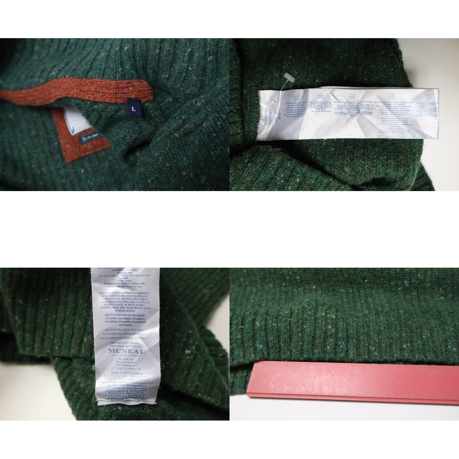 Vintage MCNEAL Jumper Men's LARGE Lambswool Blend Knitted Button Mock Neck Pullover Size US L / EU 52-54 / 3 - 8 Thumbnail