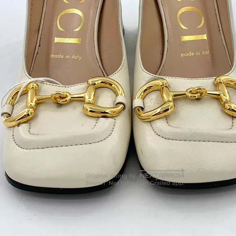 Gucci Gucci Beige horse buckle thick high-hoeled Mary Jane shoes Size US 5.5 / IT 35.5 - 9 Thumbnail