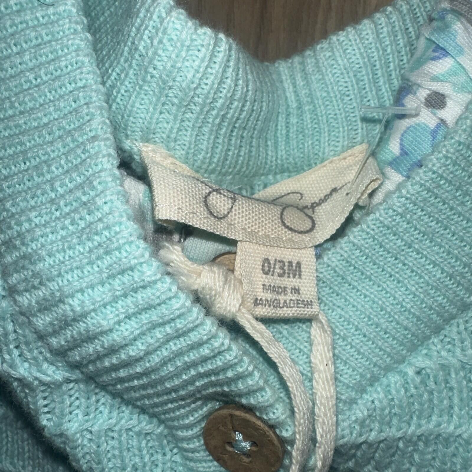 Other Jessica Simpson Baby Blue Teal Sweater Body Suit 0-3 Months Size ONE SIZE - 4 Thumbnail