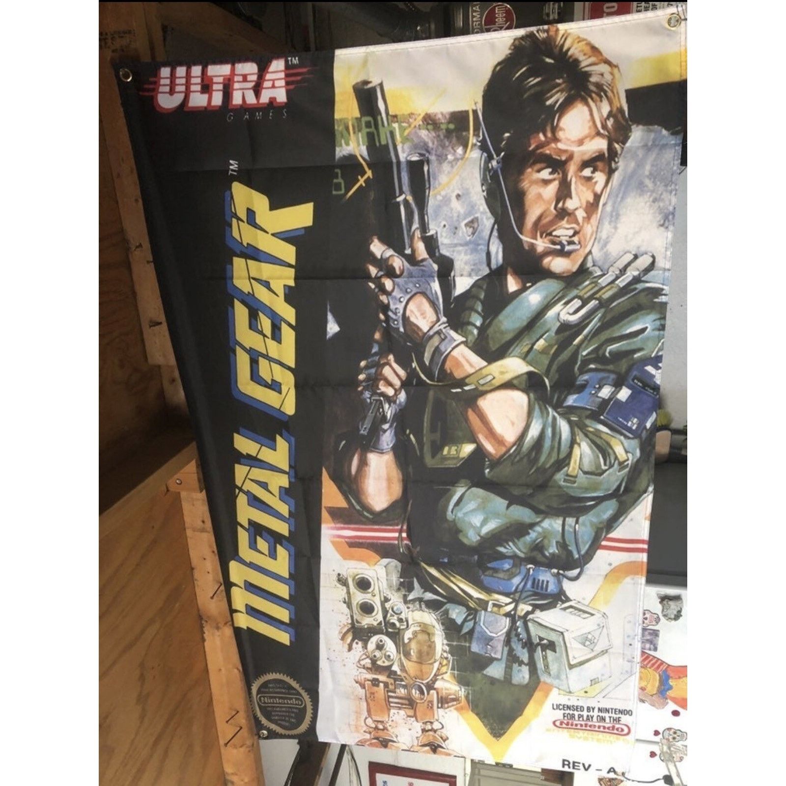 Nintendo Metal Gear 5ft NES Box Art Flag 1988 KONAMI ULTRA Nintendo Size ONE SIZE - 3 Thumbnail