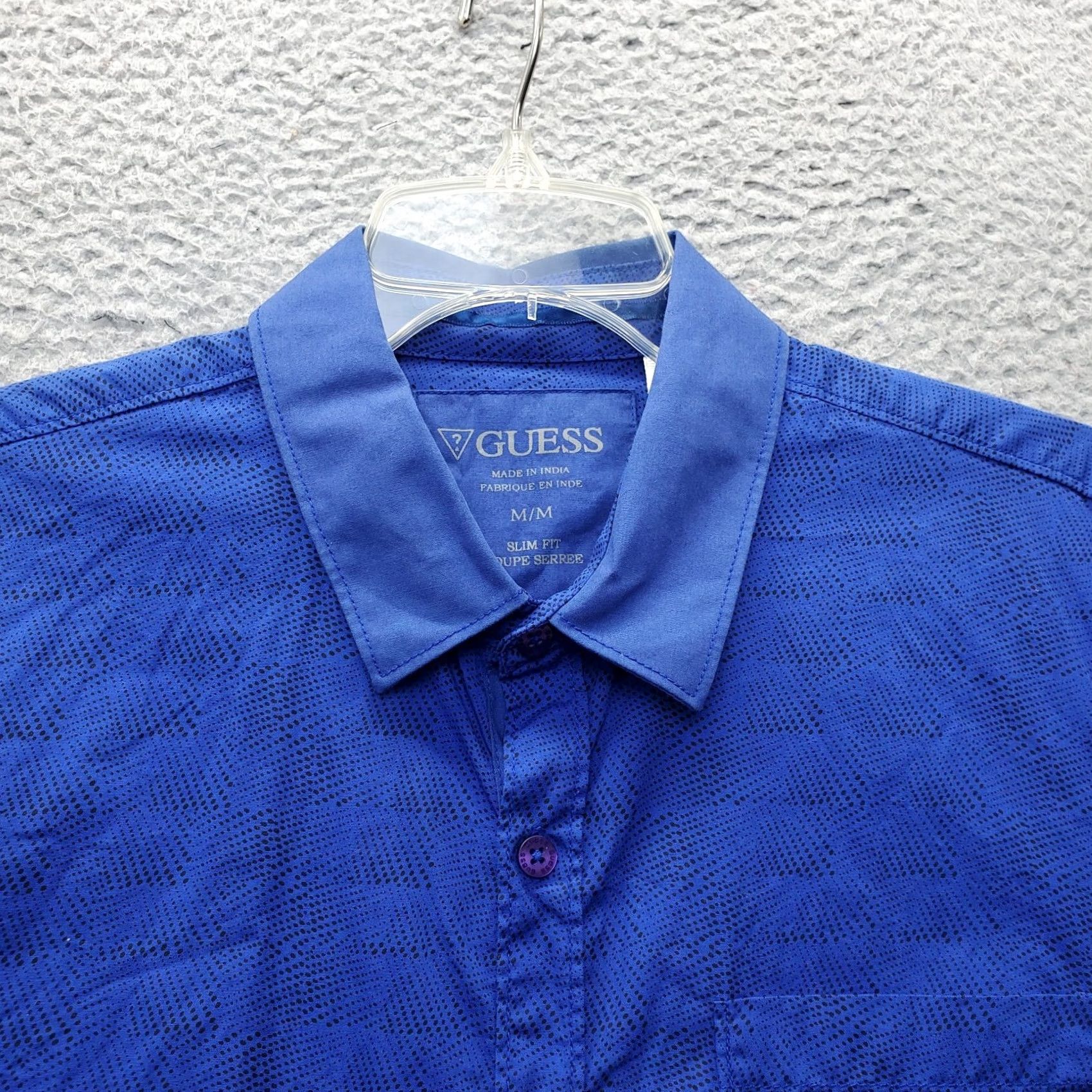 Guess GUESS Shirt Mens M Blue Polka Dot Slim Fit Long Sleeve Button Down Size US M / EU 48-50 / 2 - 7 Thumbnail