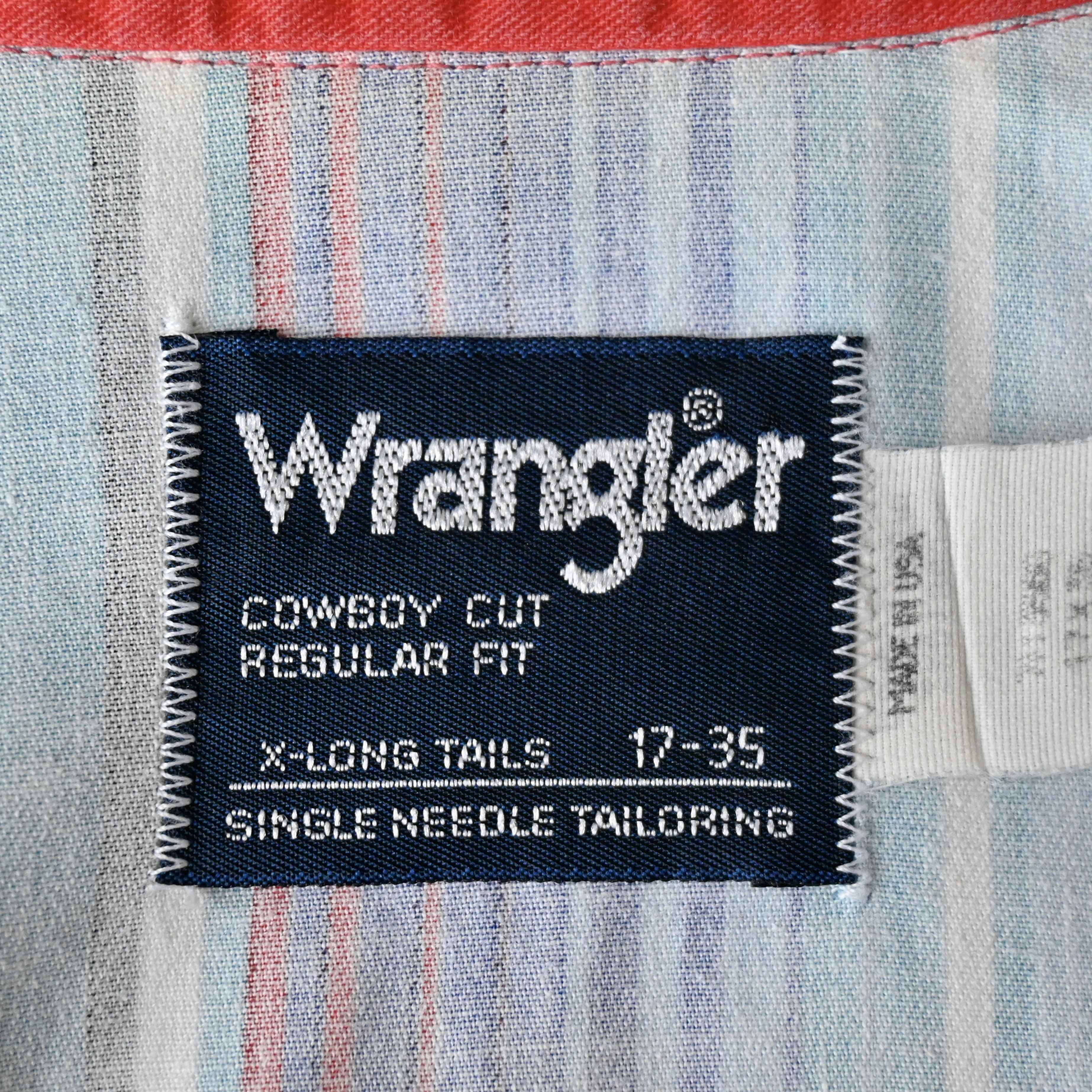 Vintage VTG Wrangler red base sunlight stripe cotton western shirt Size US XL / EU 56 / 4 - 14 Thumbnail