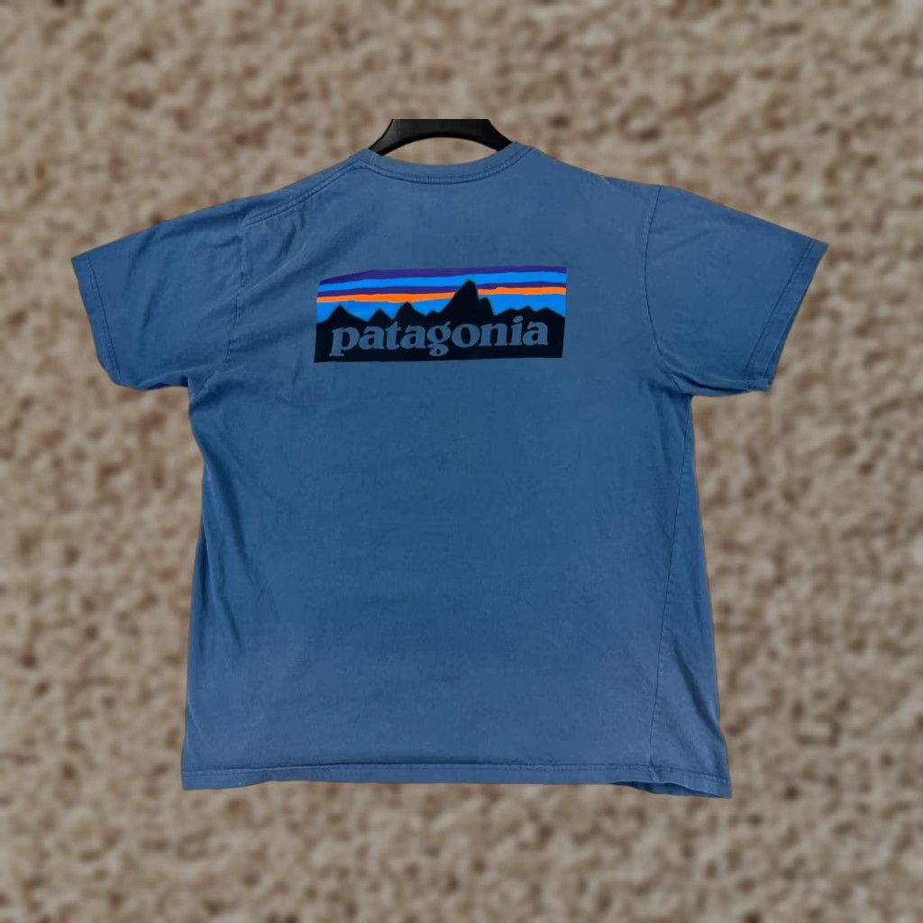 Patagonia Patagonia Shirt Men XL Blue Short Sleeve Crew Neck Cotton Jersey Logo T-Shirt 90s USA (All Seasons) Mens Size US XL / EU 56 / 4 - 1 Thumbnail