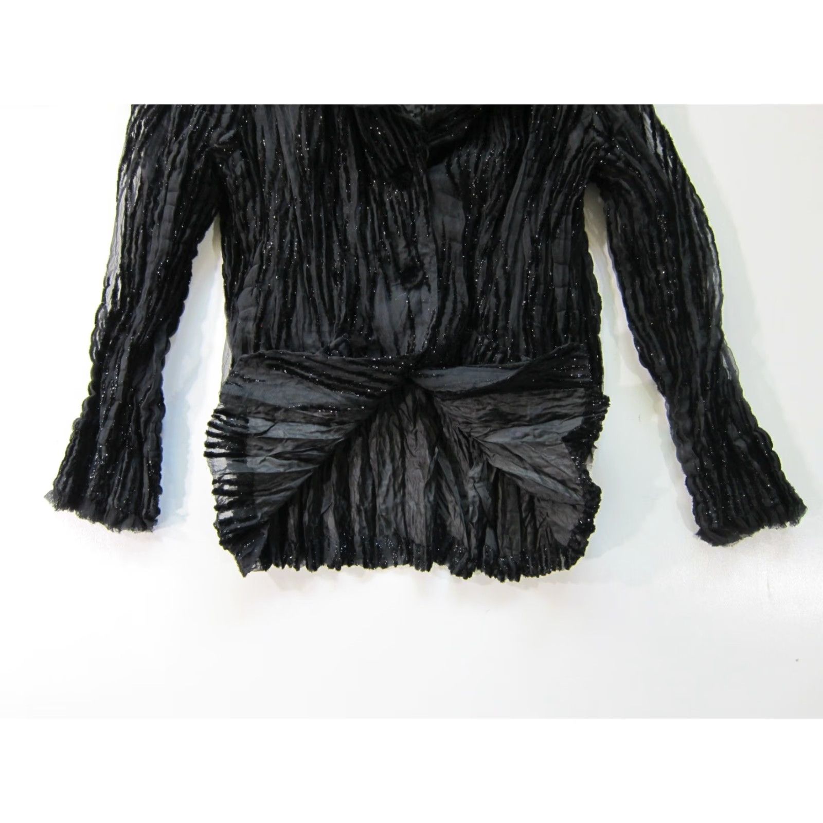 Velvet VINTAGE Hugging Kisses Blouse Shirt Large Womens Black Velvet Lace Sparkle Button Pocket Blazer Rayon Long Sleeve Collared Size L / US 10 / IT 46 - 5 Thumbnail